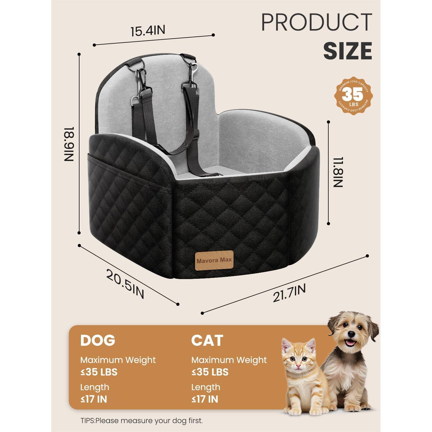 Asiento Elevador para Perros Mavora Max B-G Negro/Gris 49.5cm