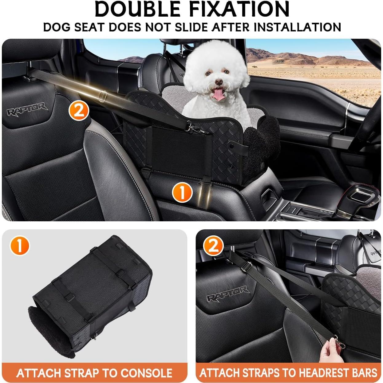 Asiento de perro para consola central TKYZ cuero negro 22.8x24.1cm