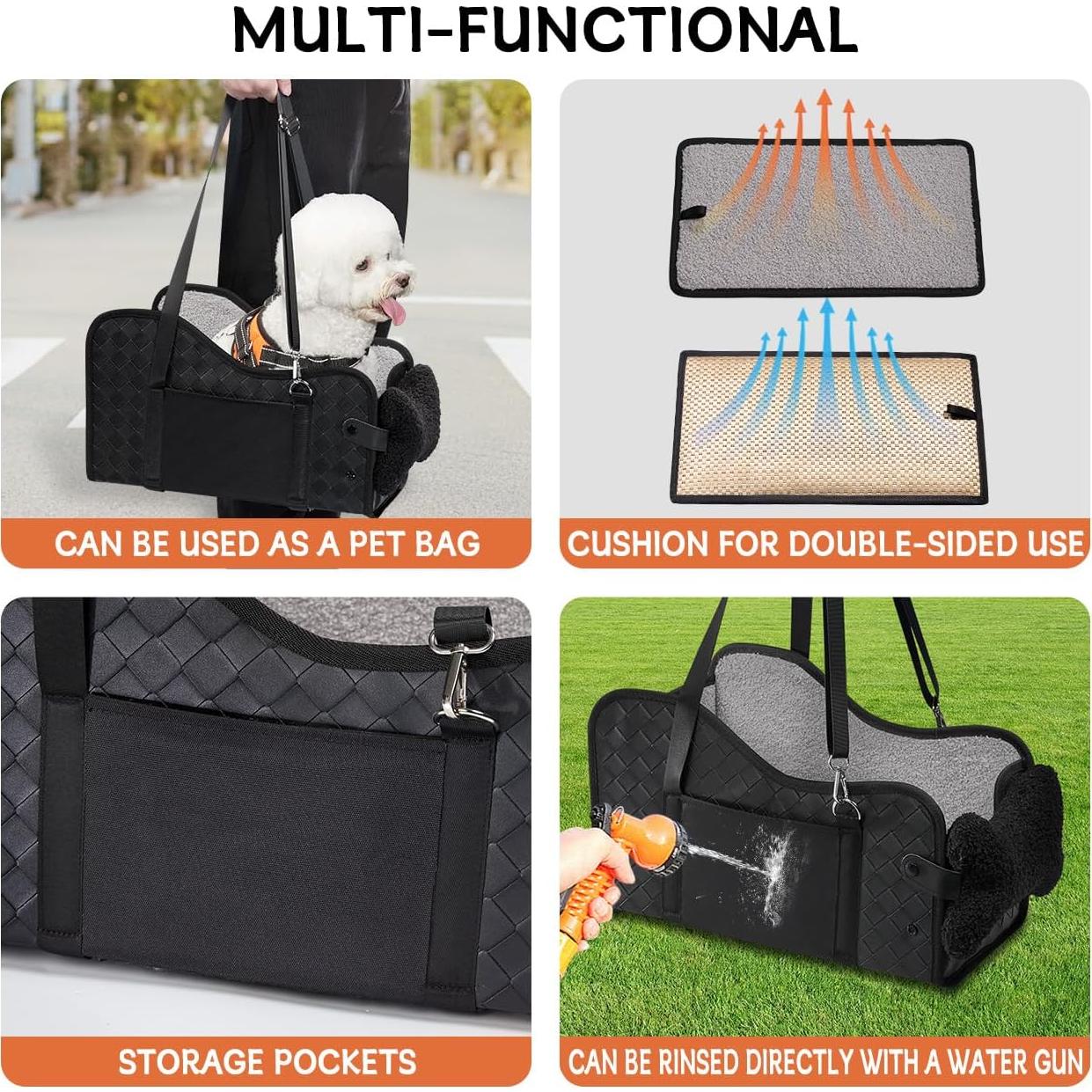 Asiento de perro para consola central TKYZ cuero negro 22.8x24.1cm