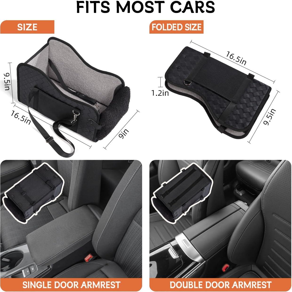 Asiento de perro para consola central TKYZ cuero negro 22.8x24.1cm