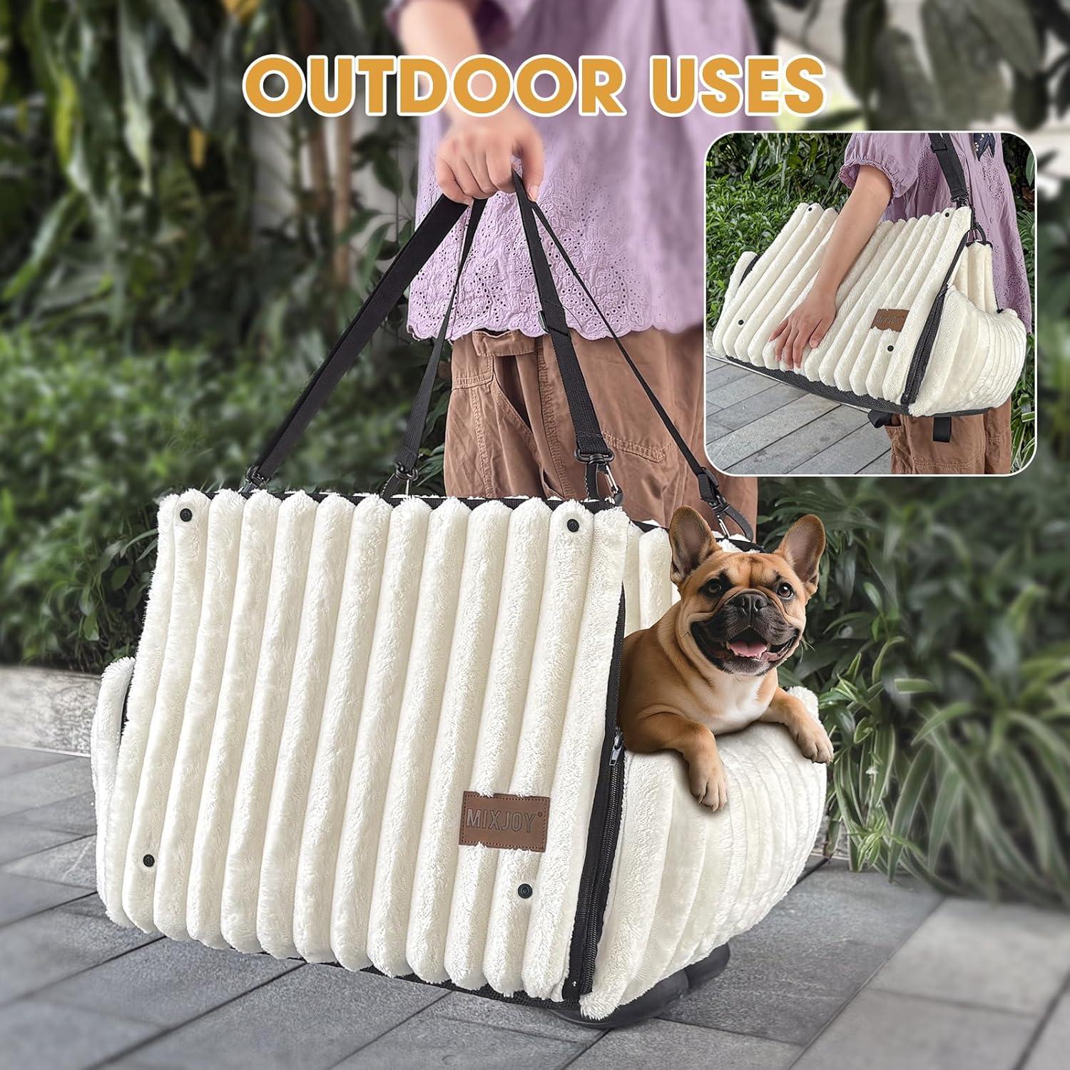 Asiento de Coche para Perros MIXJOY 6-en-1 Beige hasta 11.34 kg