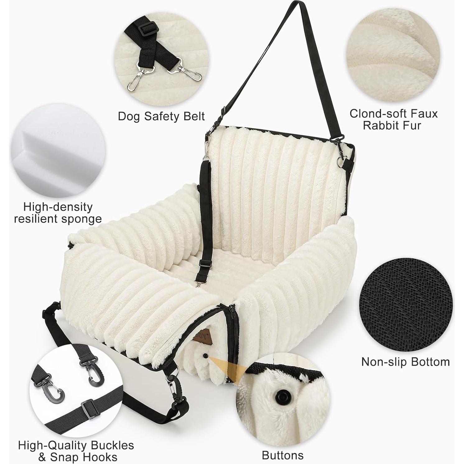 Asiento de Coche para Perros MIXJOY 6-en-1 Beige hasta 11.34 kg