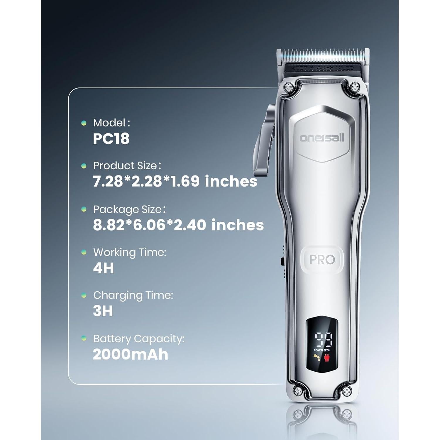 Cortapelos para Perros oneisall PC18 Inalámbrico Bajo Ruido