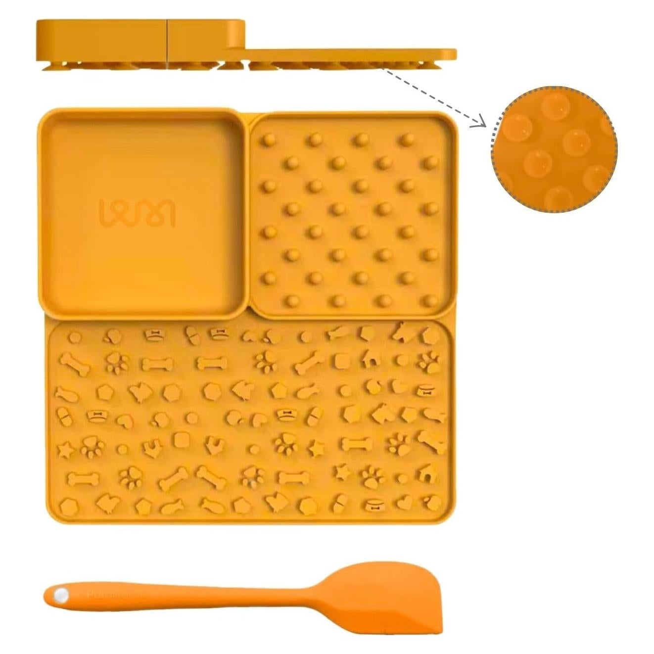 Alfombrilla de Lamer PAWMERCE para Gatos y Perros - Silicona Naranja