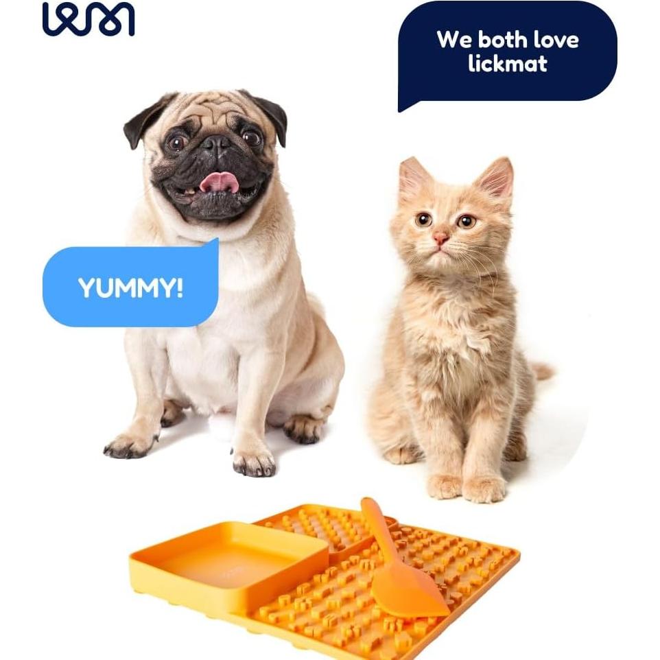 Alfombrilla de Lamer PAWMERCE para Gatos y Perros - Silicona Naranja