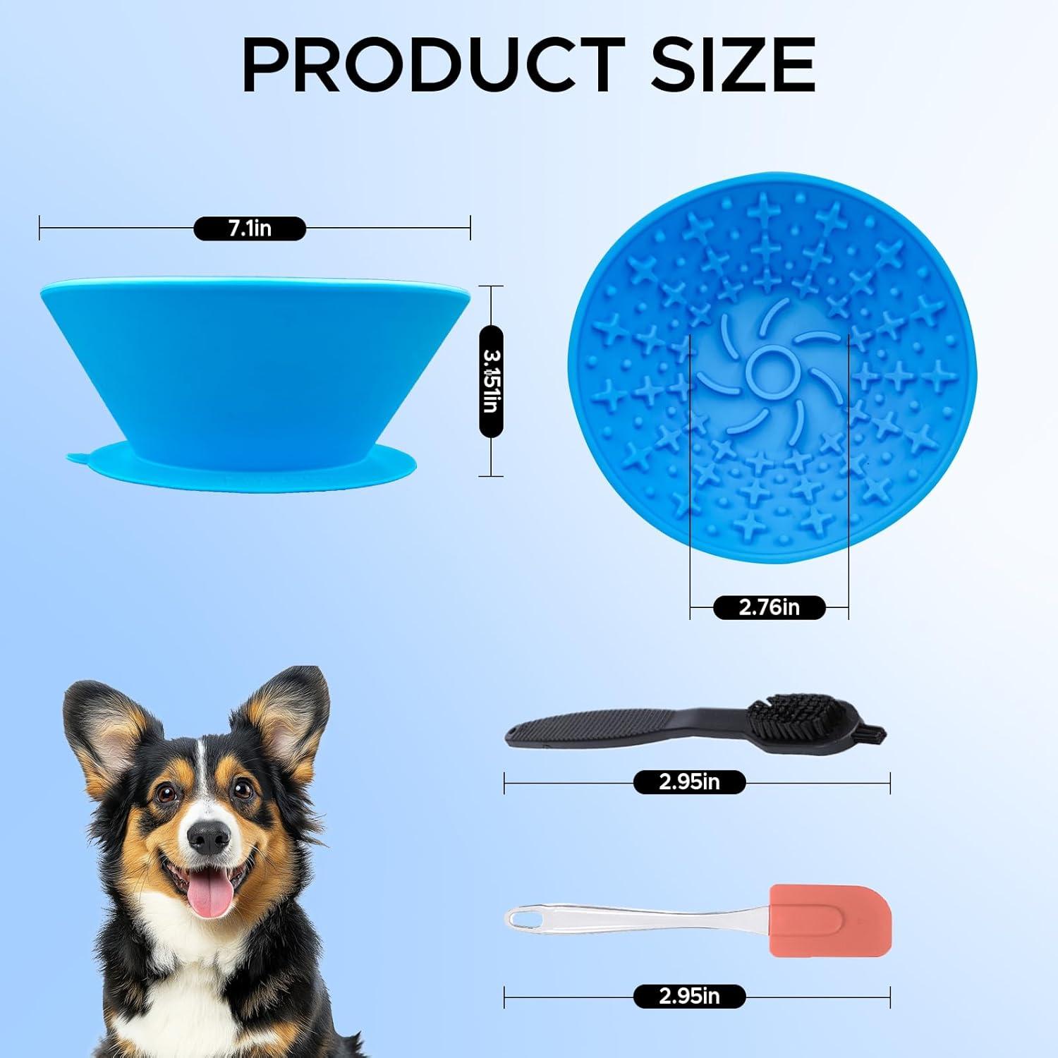 Tazón de Lamer para Perros BZERGTT MSW Azul Antideslizante