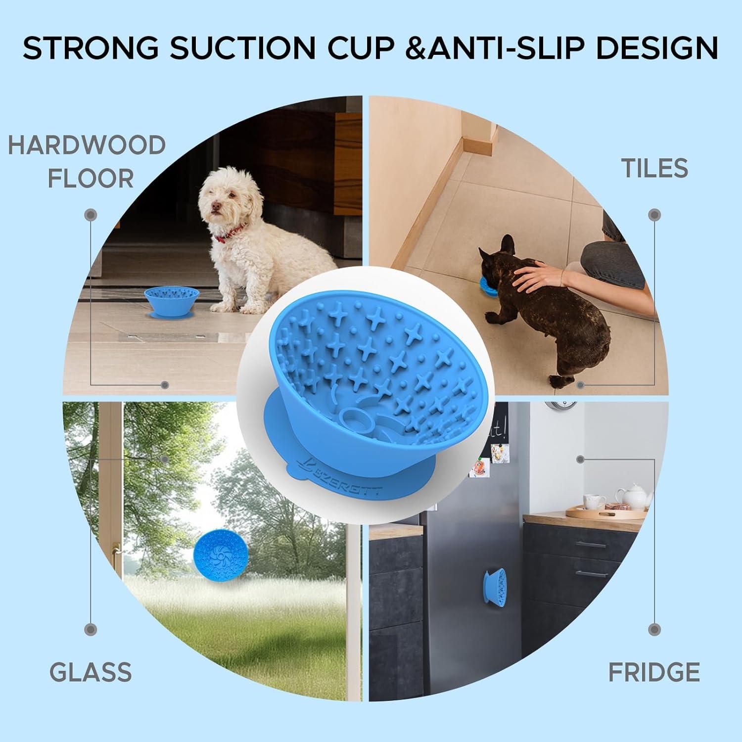 Tazón de Lamer para Perros BZERGTT MSW Azul Antideslizante