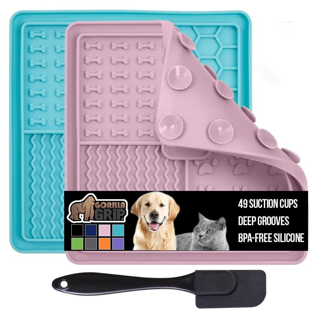 Mate de Lamido Gorilla Grip para Perros y Gatos - 2 Paquete, Silicona BPA Free