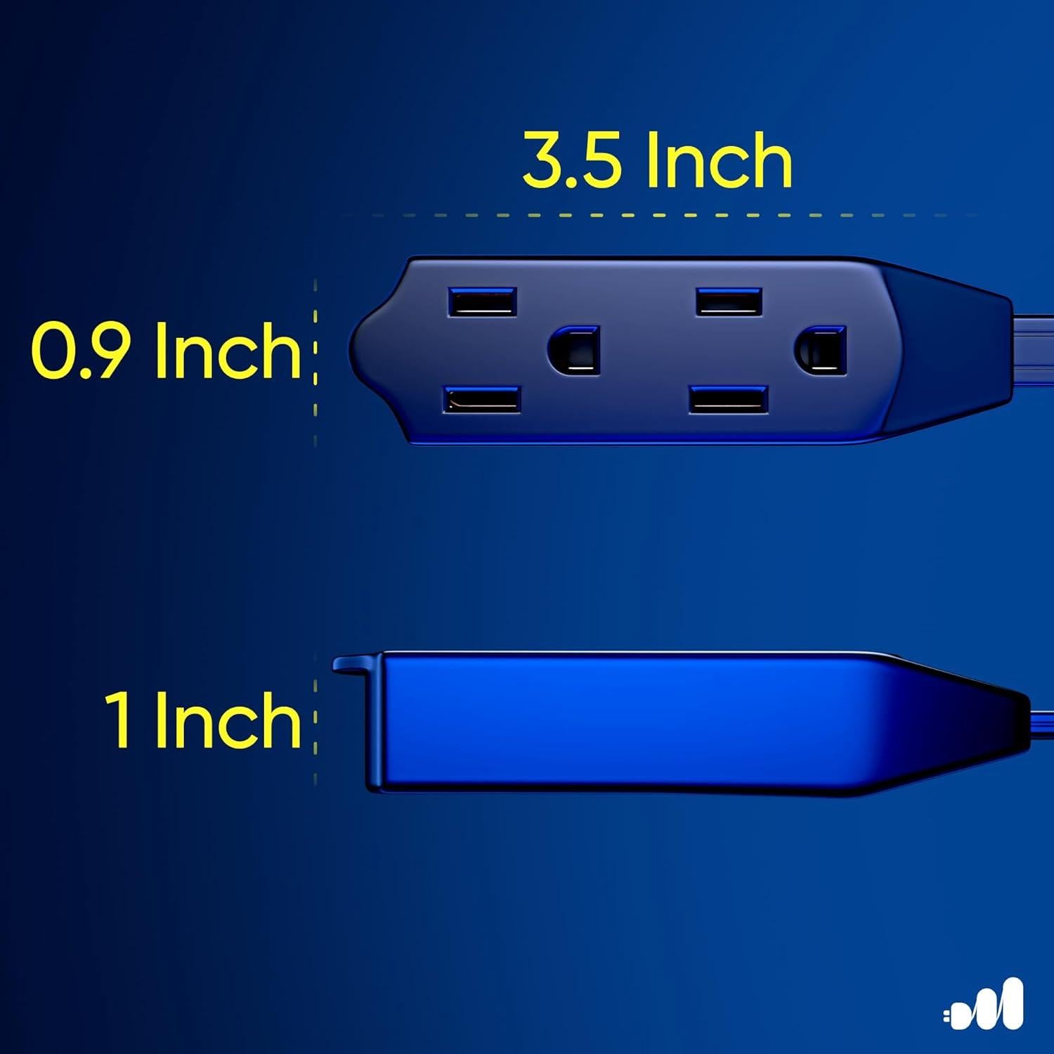Cable de Extensión Maximm 1 Pie 3 Salidas Negro 360 Grados