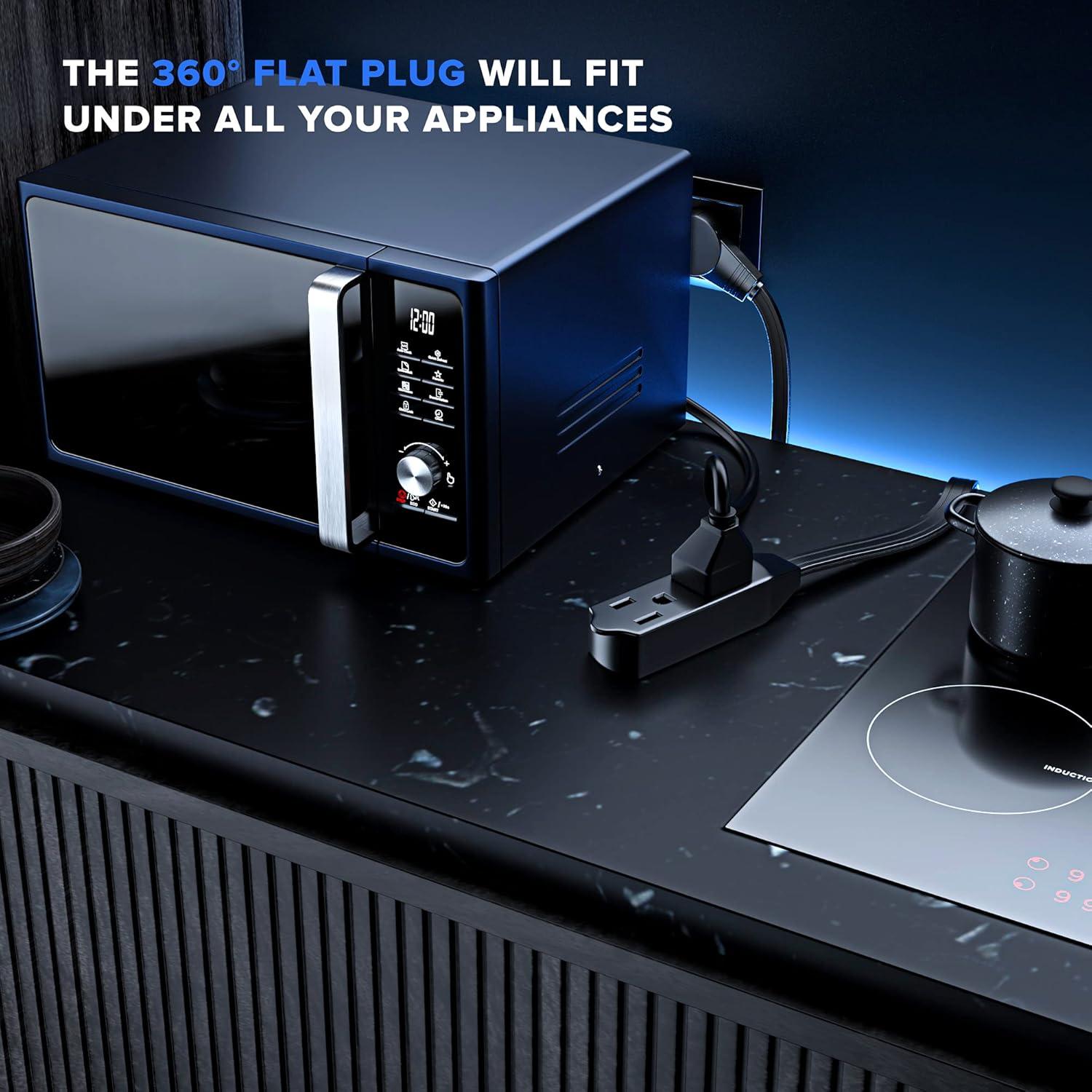 Cable de Extensión Maximm 1 Pie 3 Salidas Negro 360 Grados