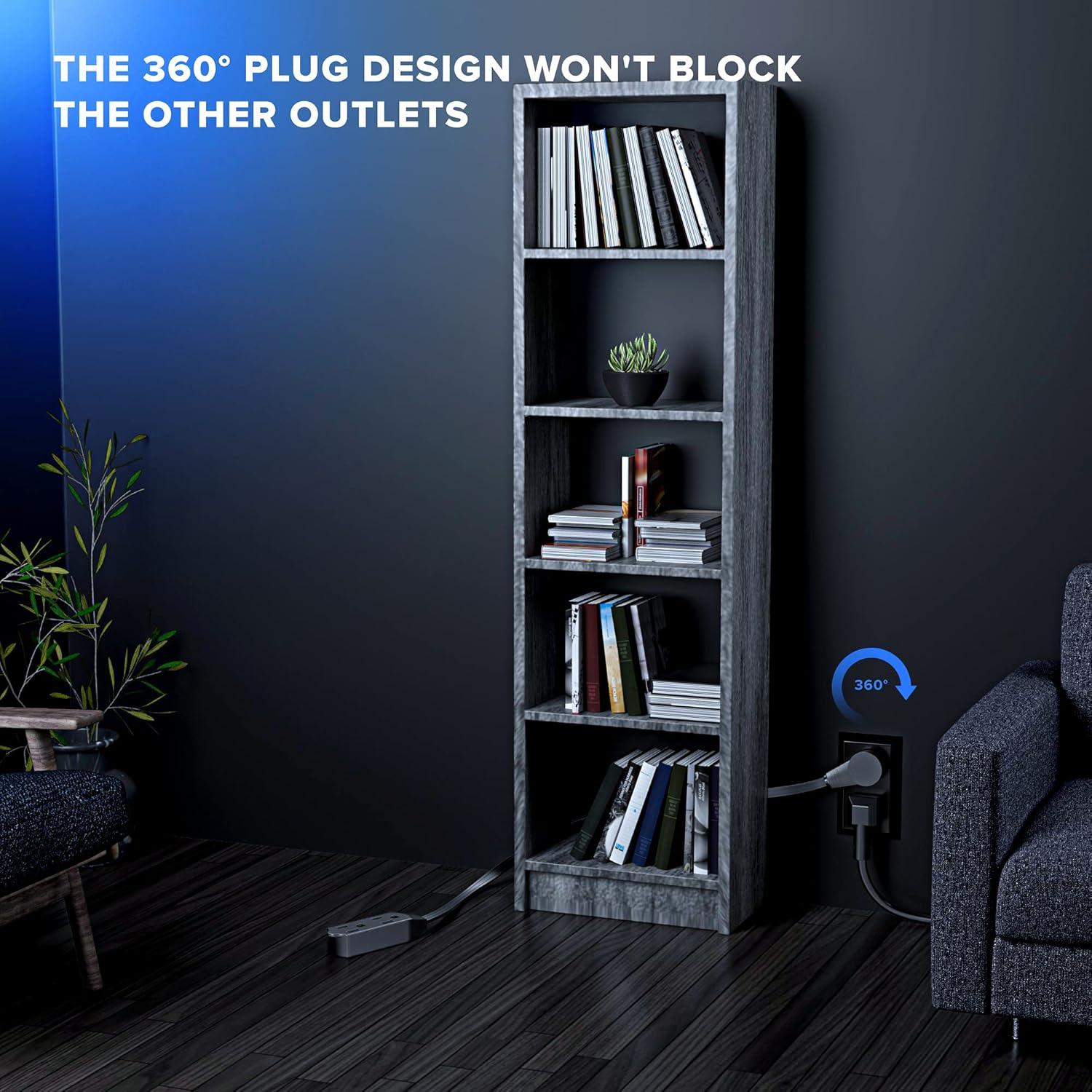 Cable de Extensión Maximm 1 Pie 3 Salidas Negro 360 Grados