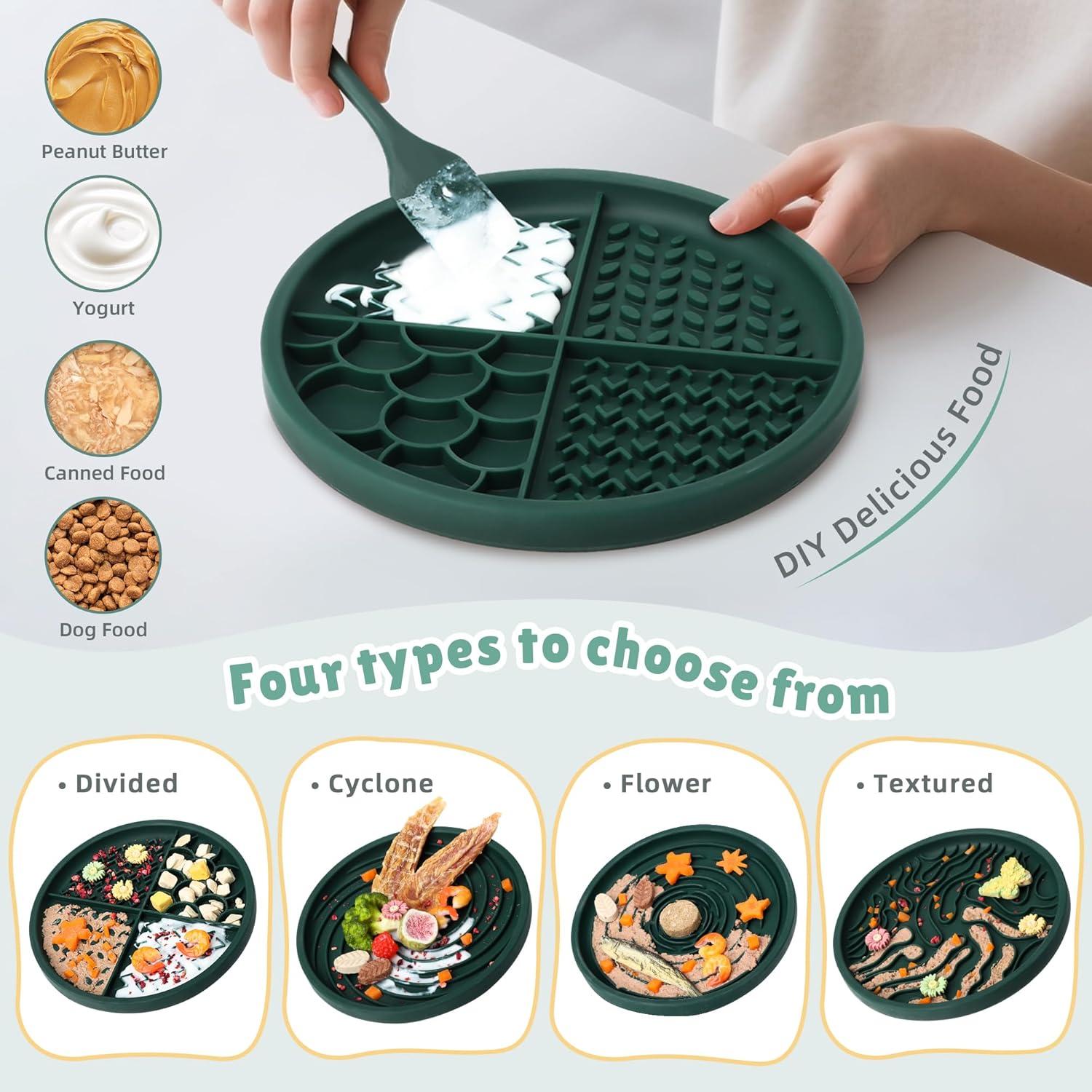 Cuenco de Alimentación Lenta PetZee con Alfombrilla de Lamer Verde