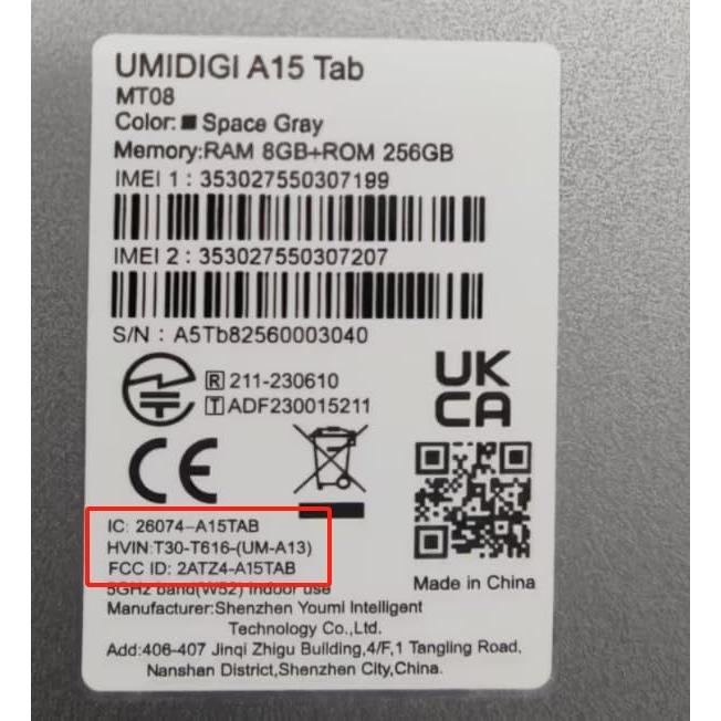 Tablet UMIDIGI A15 Tab 11" 2K Android 13 16GB RAM 256GB