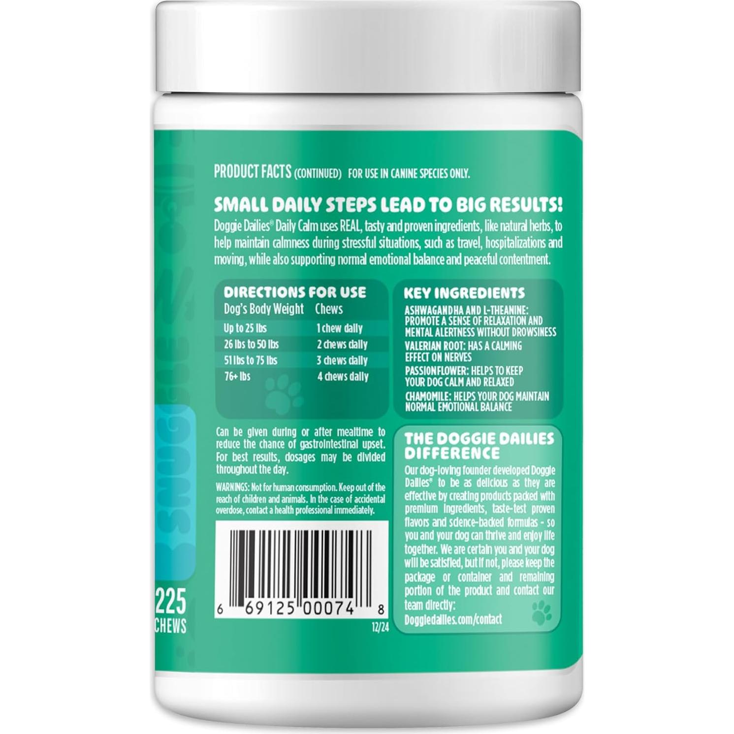 Masticables Calmantes Doggie Dailies Mantequilla de Maní 225g