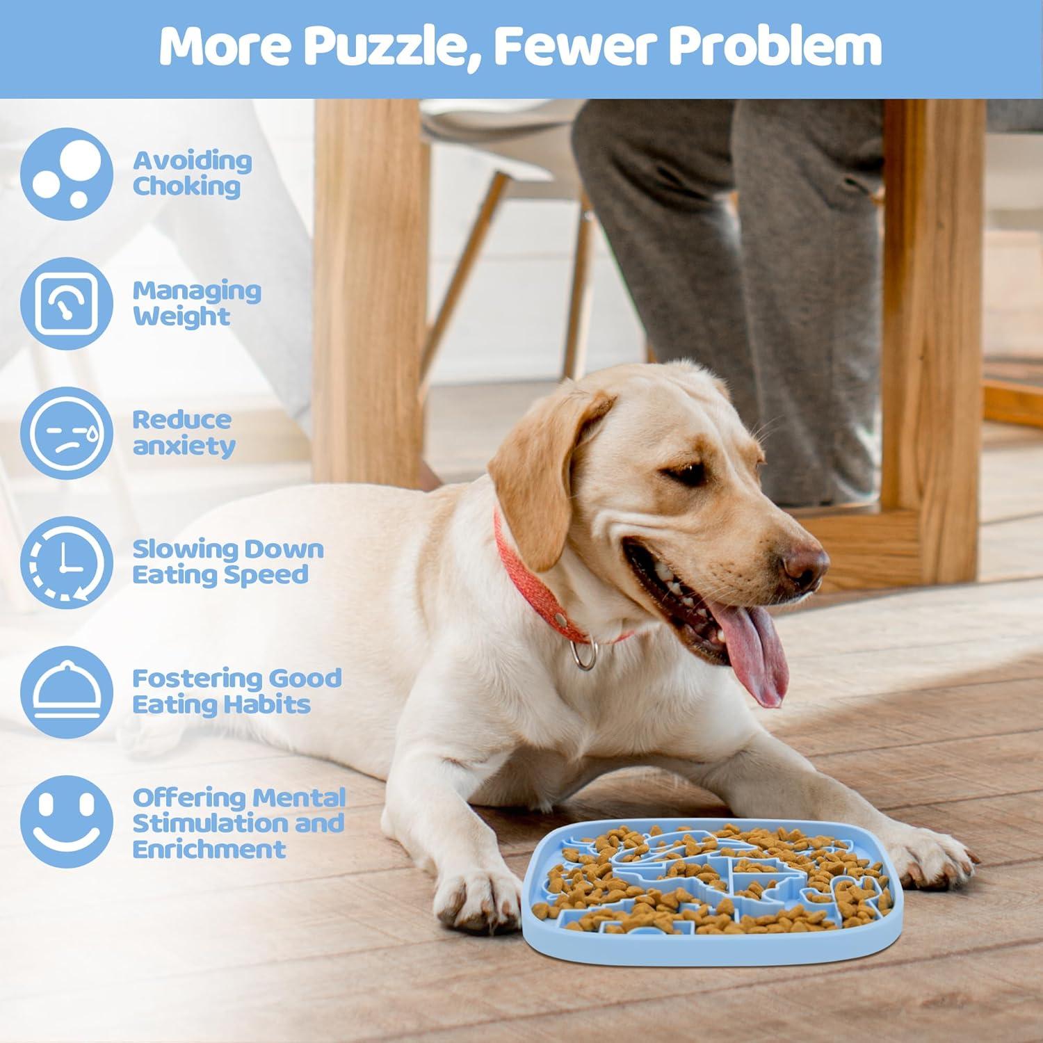 Alfombrilla de Lamer para Perros y Gatos Azul - Alimentador Lento