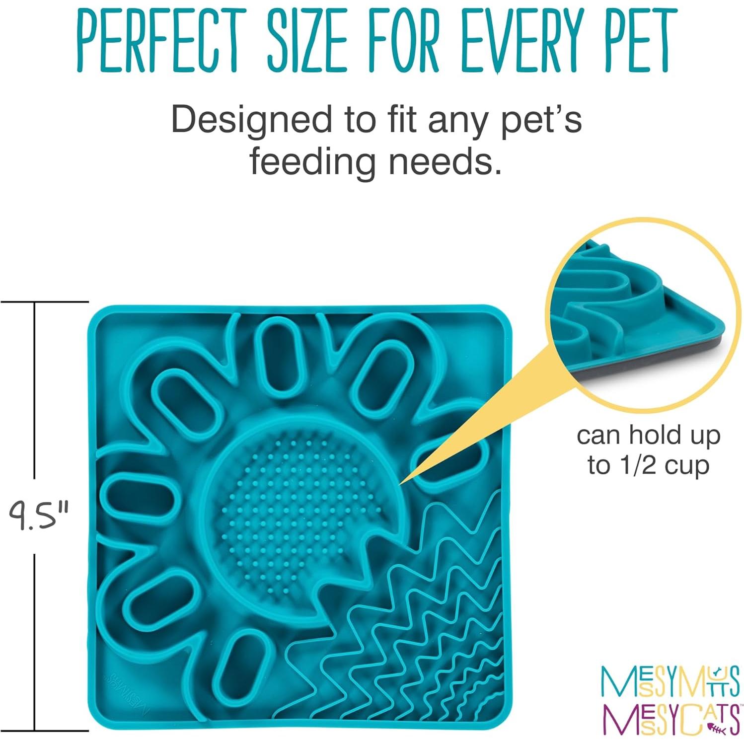 Tapete de Silicona Messy Mutts para Perros y Gatos 24.1 cm Azul