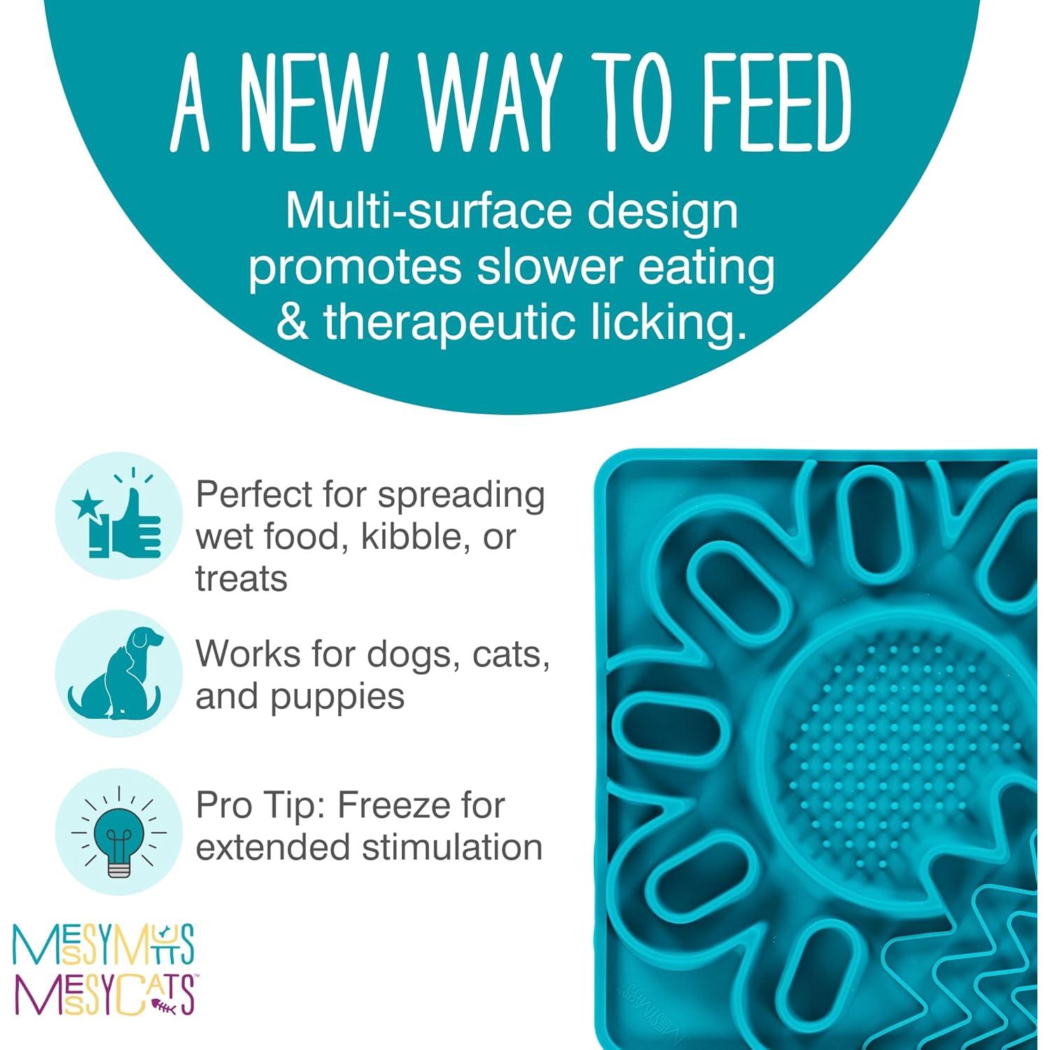 Tapete de Silicona Messy Mutts para Perros y Gatos 24.1 cm Azul