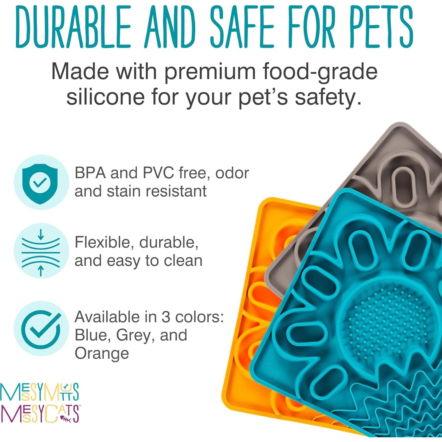 Tapete de Silicona Messy Mutts para Perros y Gatos 24.1 cm Azul