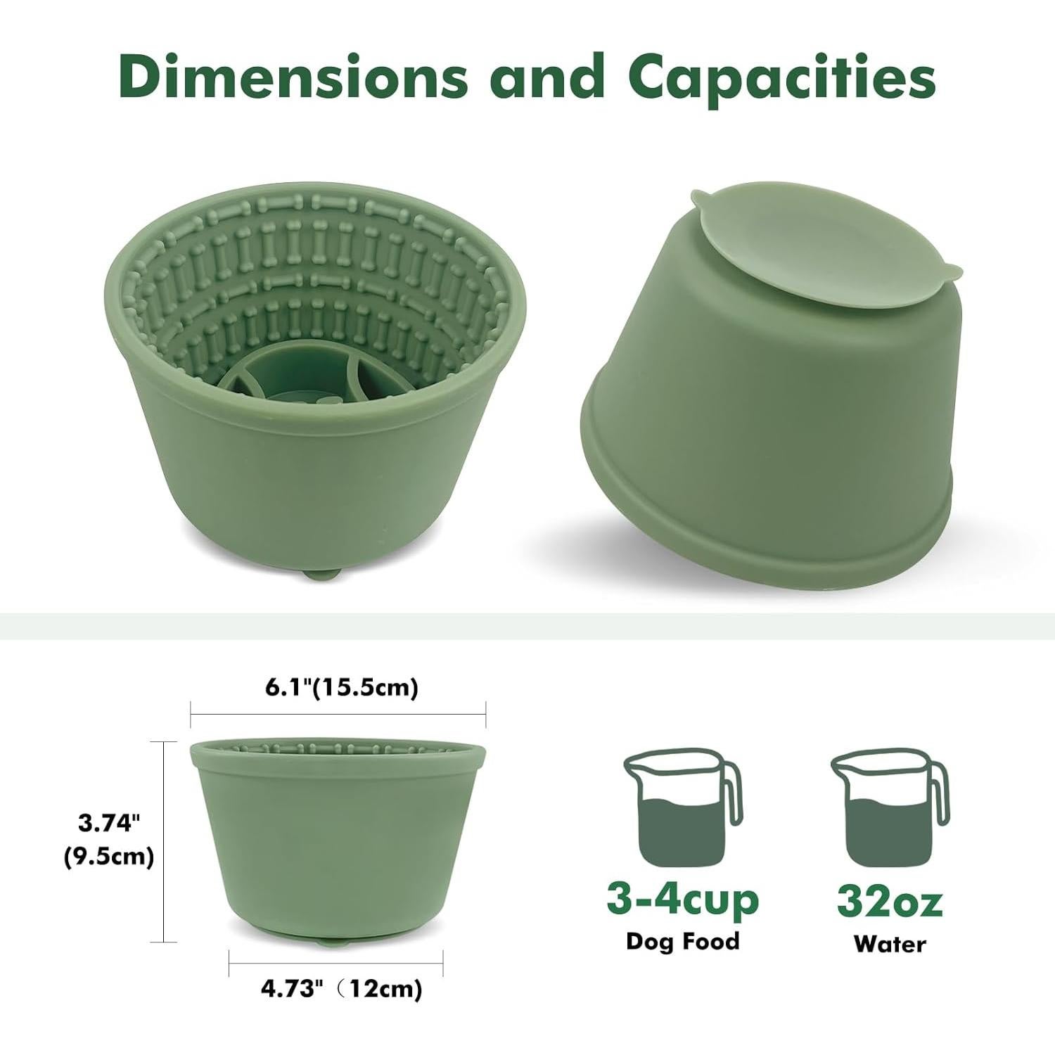 Cuenco de Silicona Antideslizante ZOURYNUA 4.2 Tazas Verde