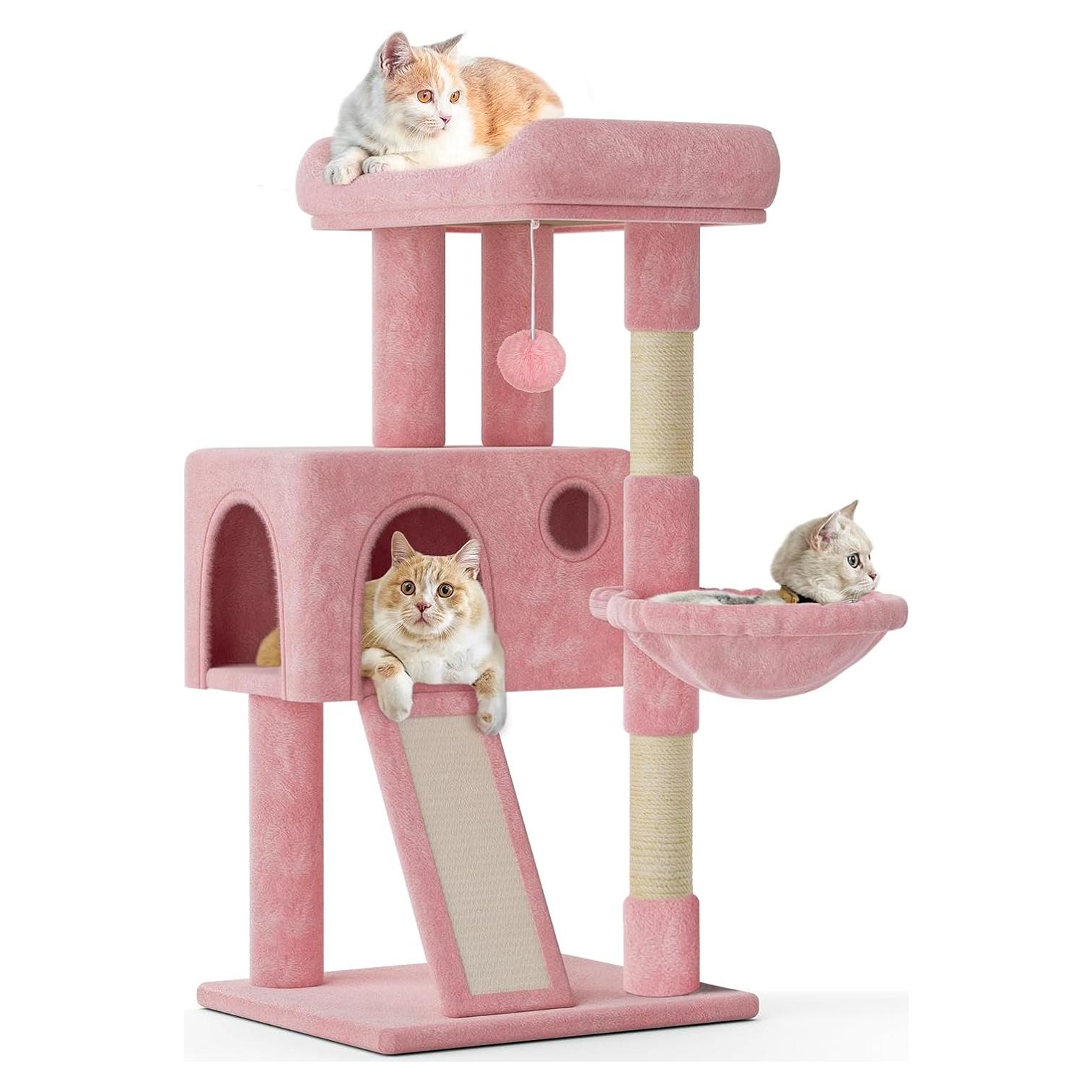 Torre para Gatos MoNiBloom 91 cm con Rascador y Hamaca Rosa