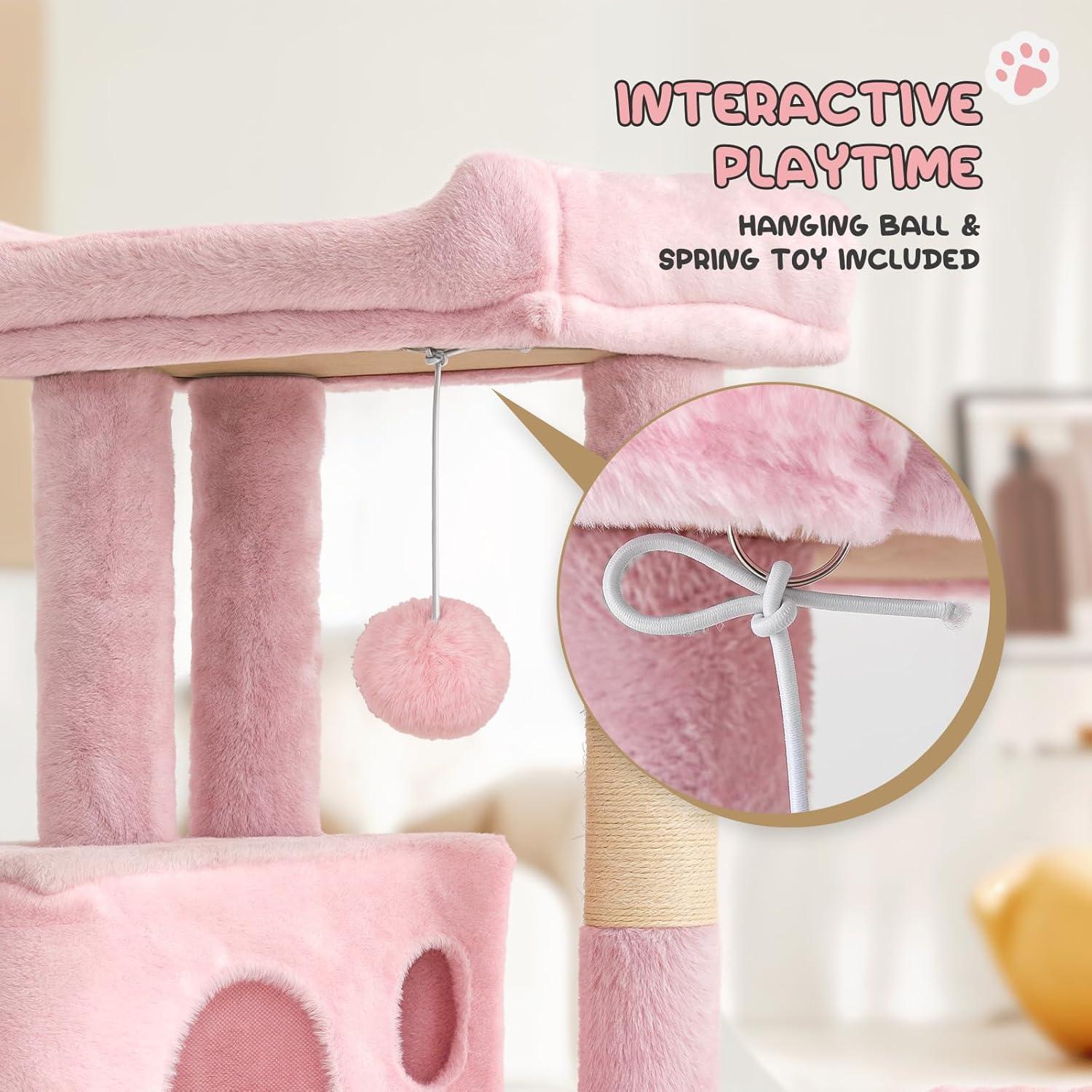 Torre para Gatos MoNiBloom 91 cm con Rascador y Hamaca Rosa