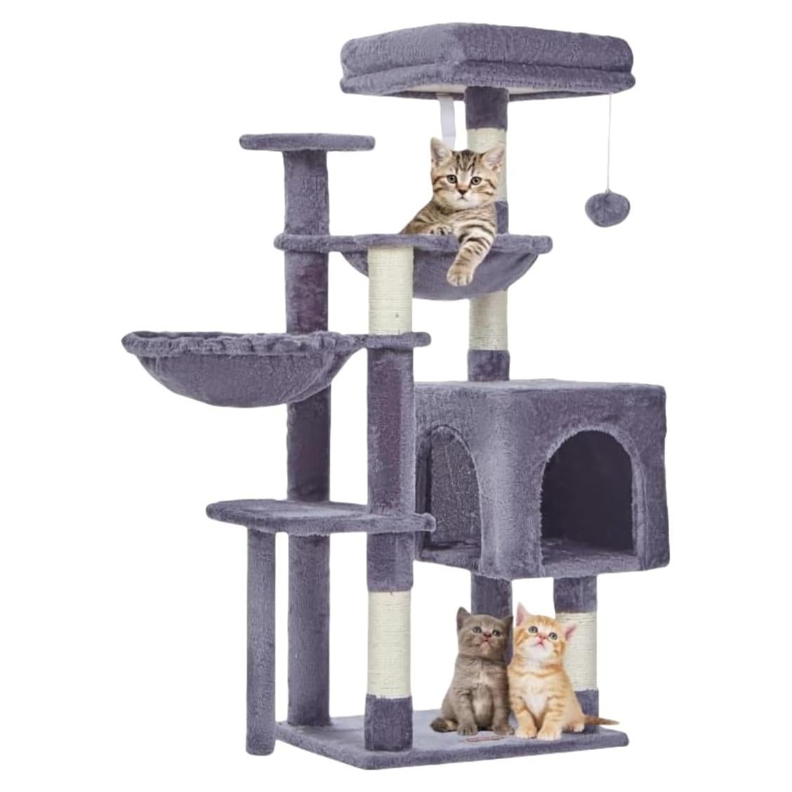 Árbol para Gatos Taoqimiao 100 cm con 5 Postes y Hamacas