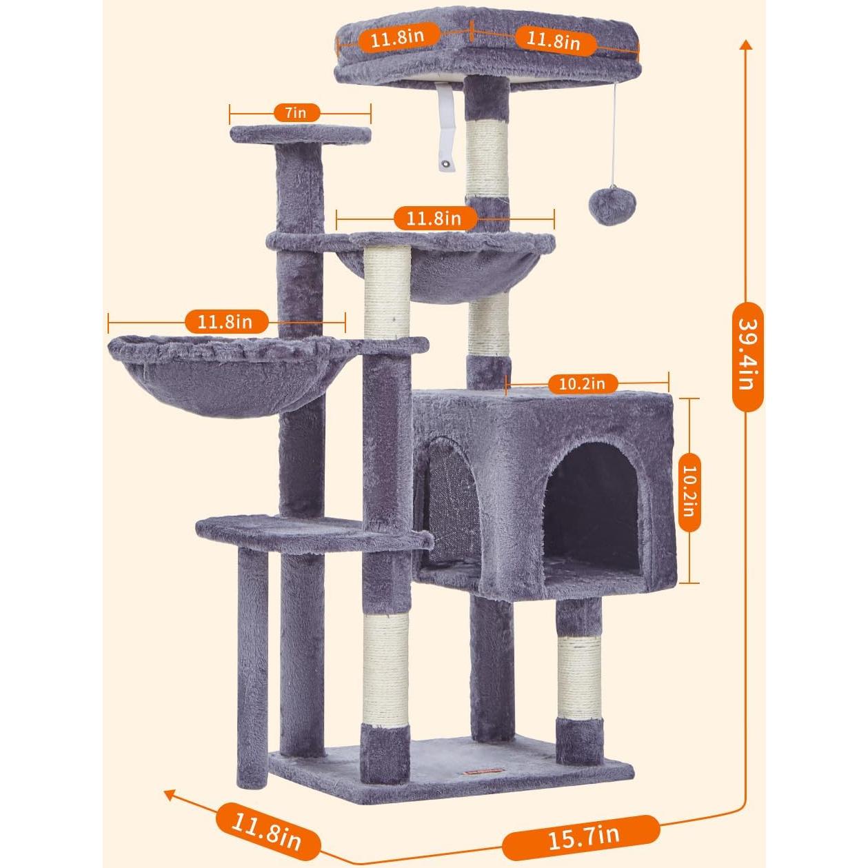 Árbol para Gatos Taoqimiao 100 cm con 5 Postes y Hamacas