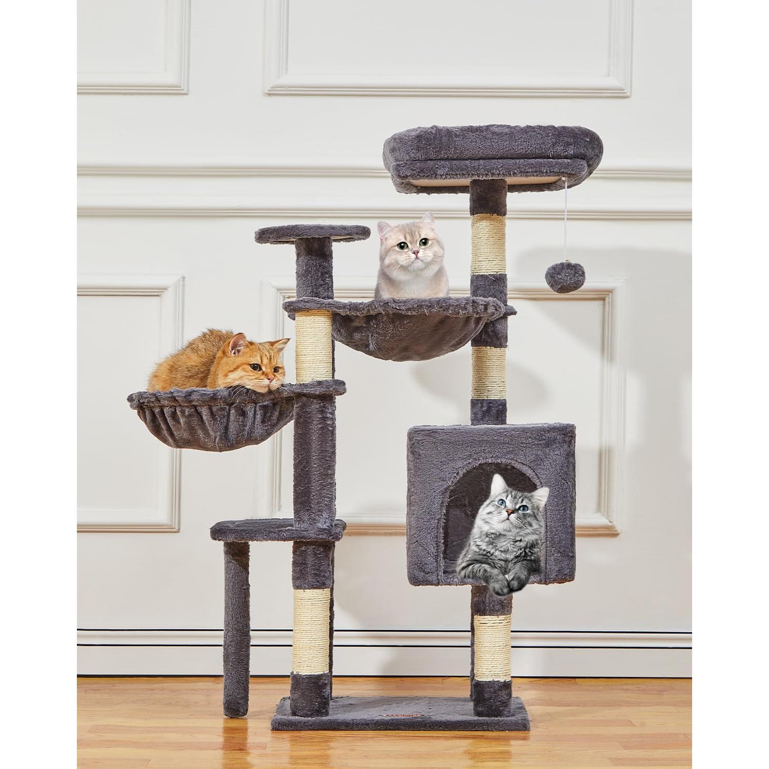 Árbol para Gatos Taoqimiao 100 cm con 5 Postes y Hamacas