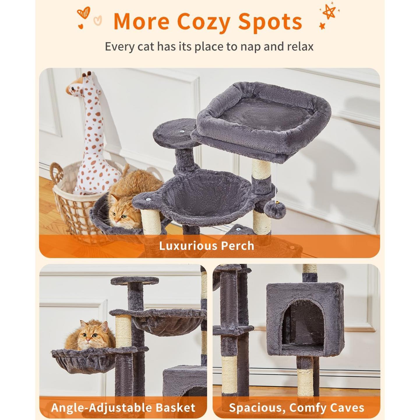 Árbol para Gatos Taoqimiao 100 cm con 5 Postes y Hamacas