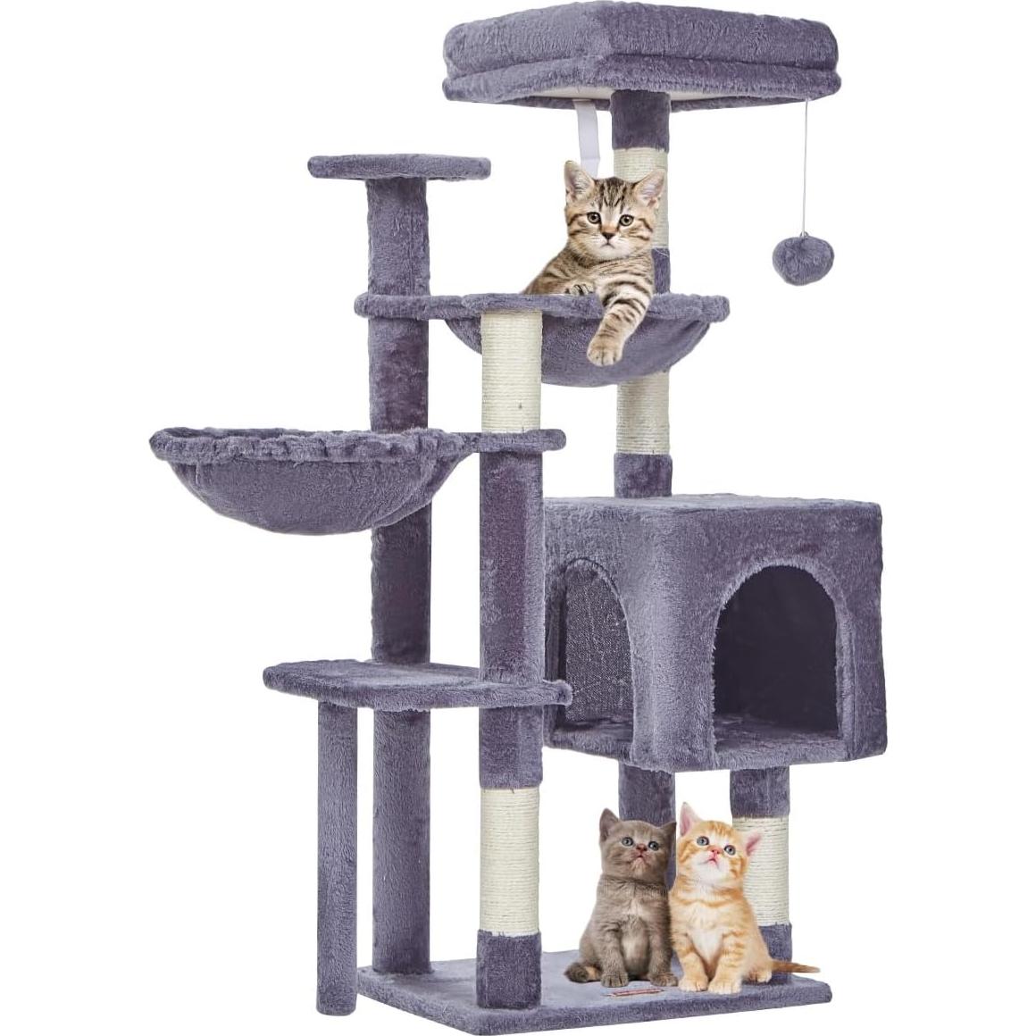 Árbol para Gatos Taoqimiao 100 cm con 5 Postes y Hamacas