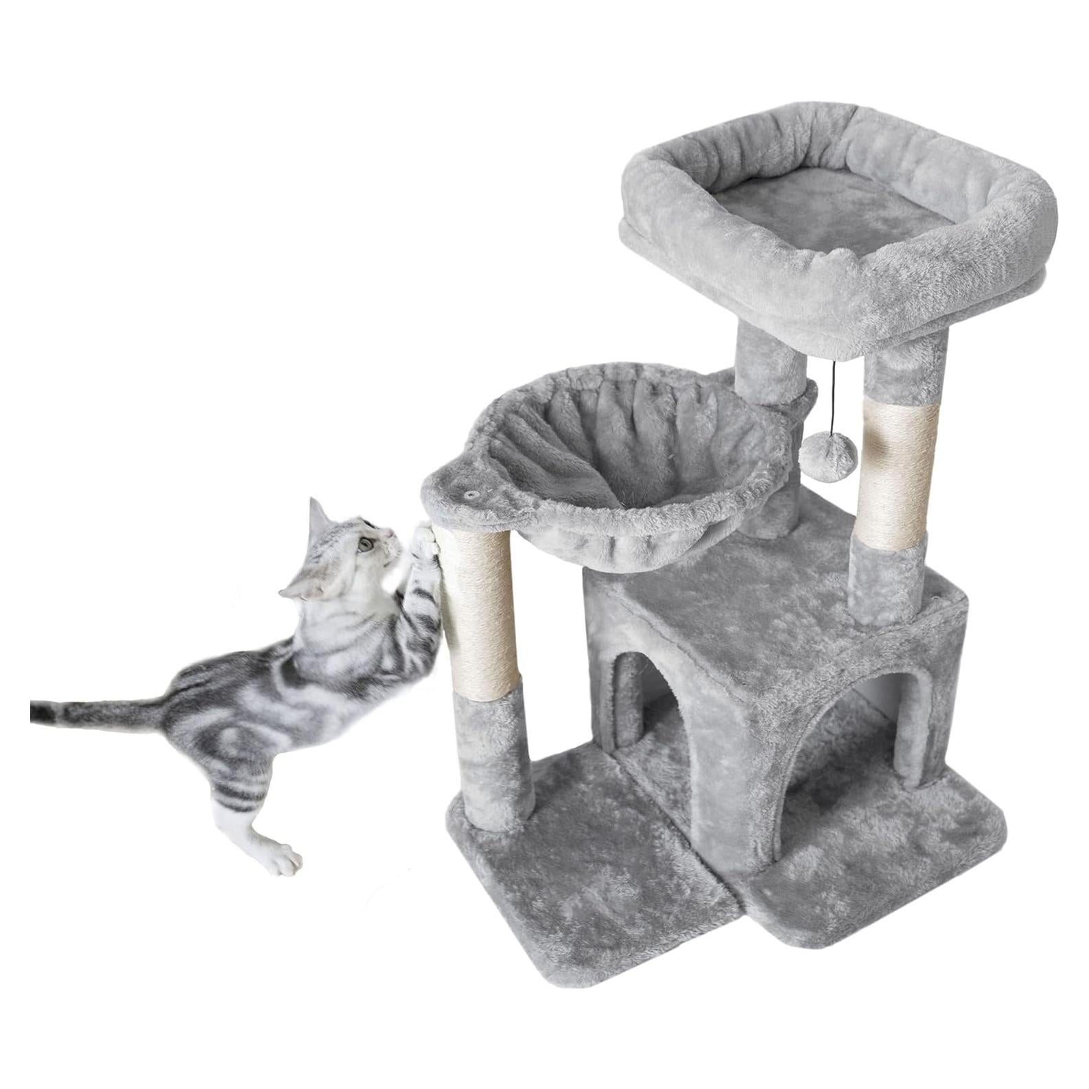 Árbol para Gatos Pesofer Gris Claro con Poste de Rascado 73.66cm