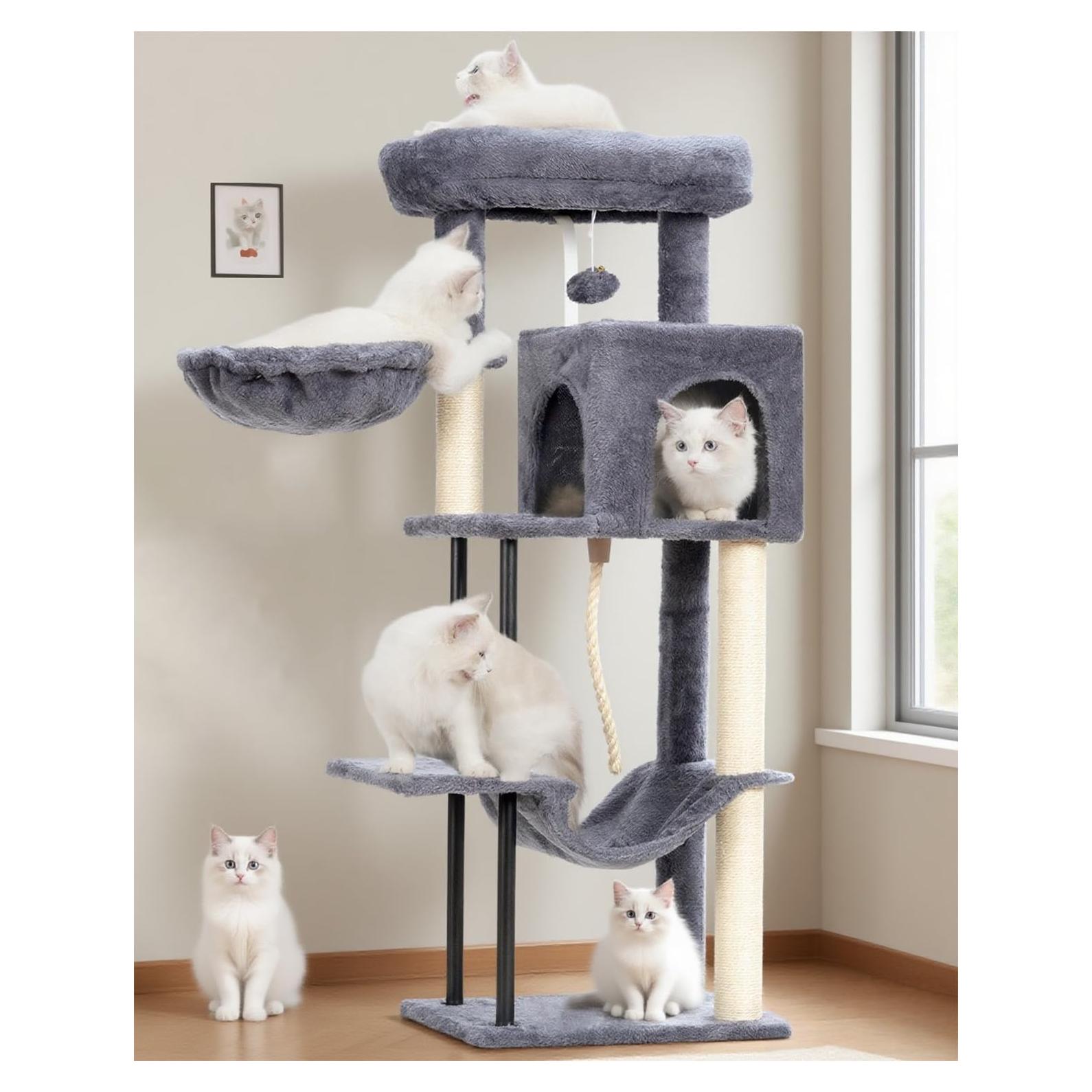 Árbol para Gatos Gitelsnour 109.9 cm con Hamaca y Rascador