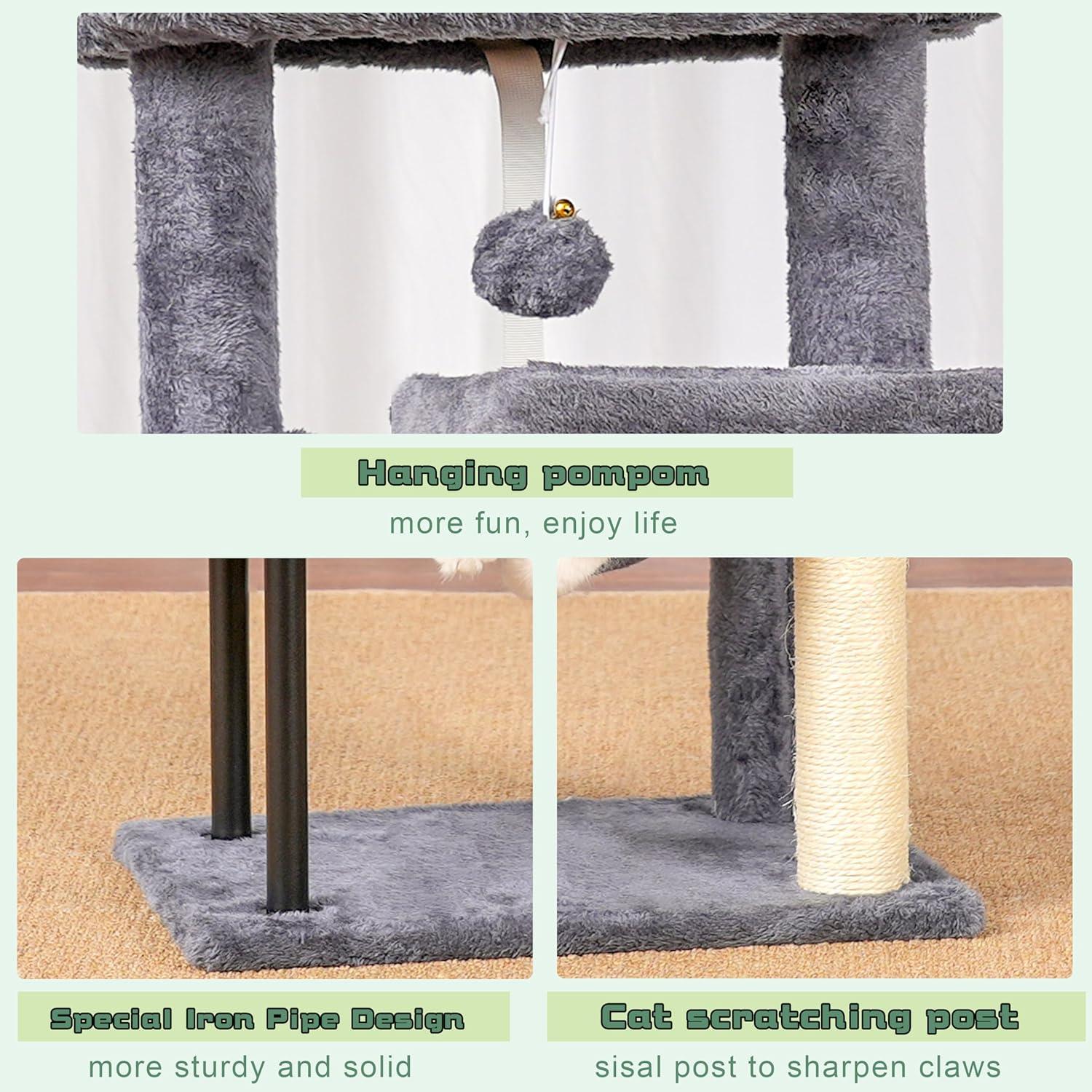 Árbol para Gatos Gitelsnour 109.9 cm con Hamaca y Rascador