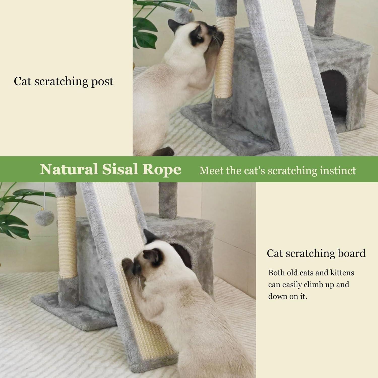 Árbol para Gatos SIYIPURR Torre con Poste y Cama 41x31x45.7cm