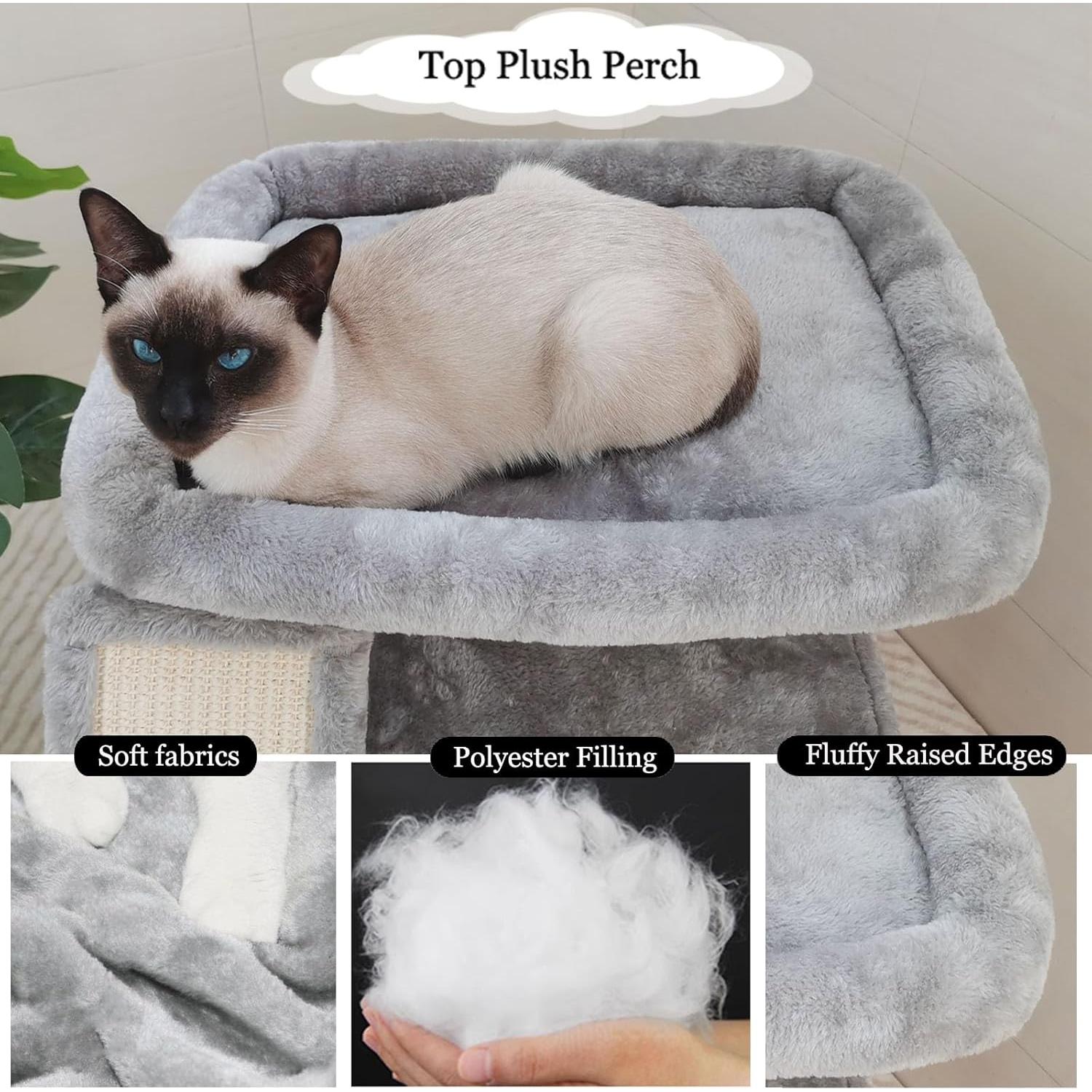 Árbol para Gatos SIYIPURR Torre con Poste y Cama 41x31x45.7cm