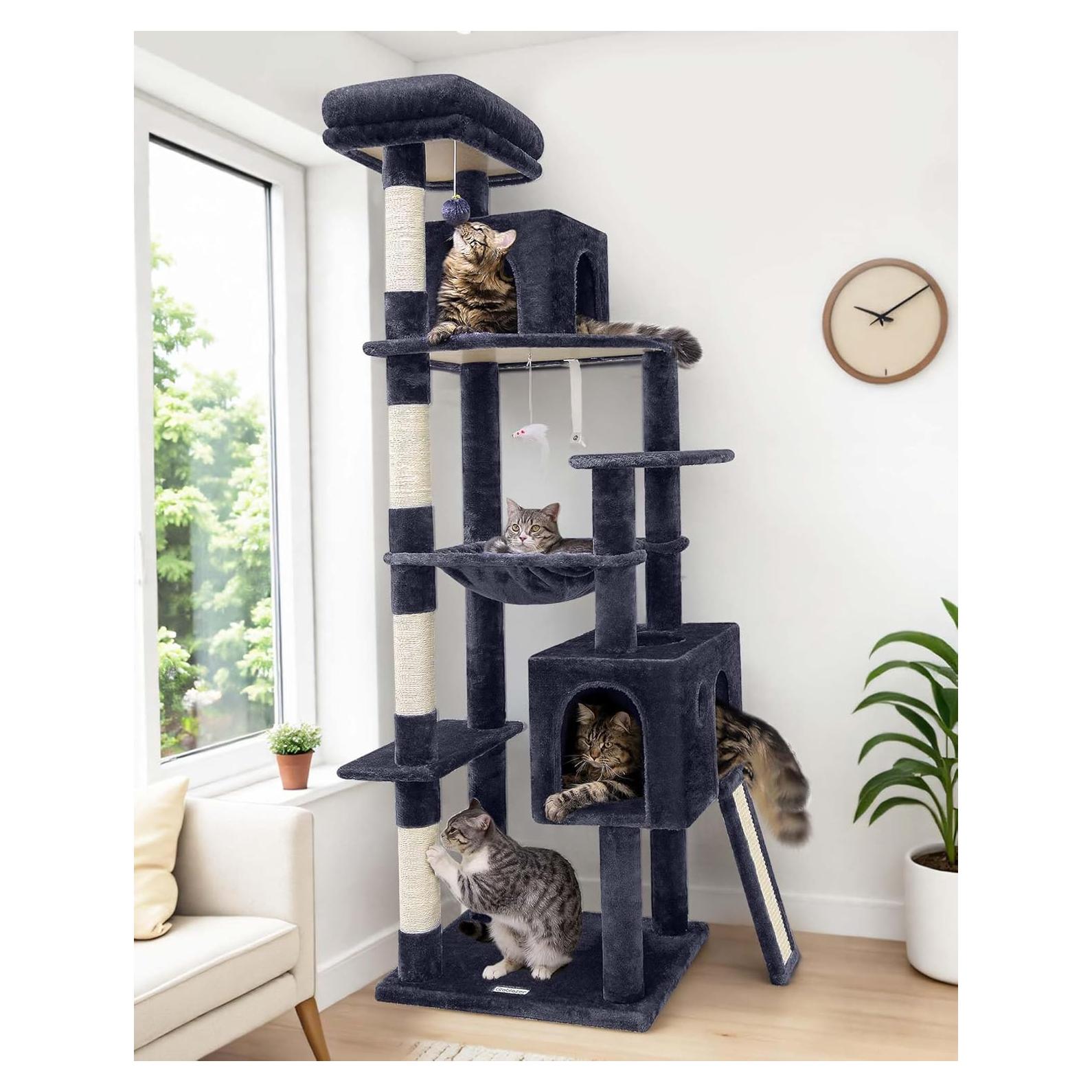 Árbol para Gatos Globlazer F70 Pro 70" Gris Oscuro con Hamaca