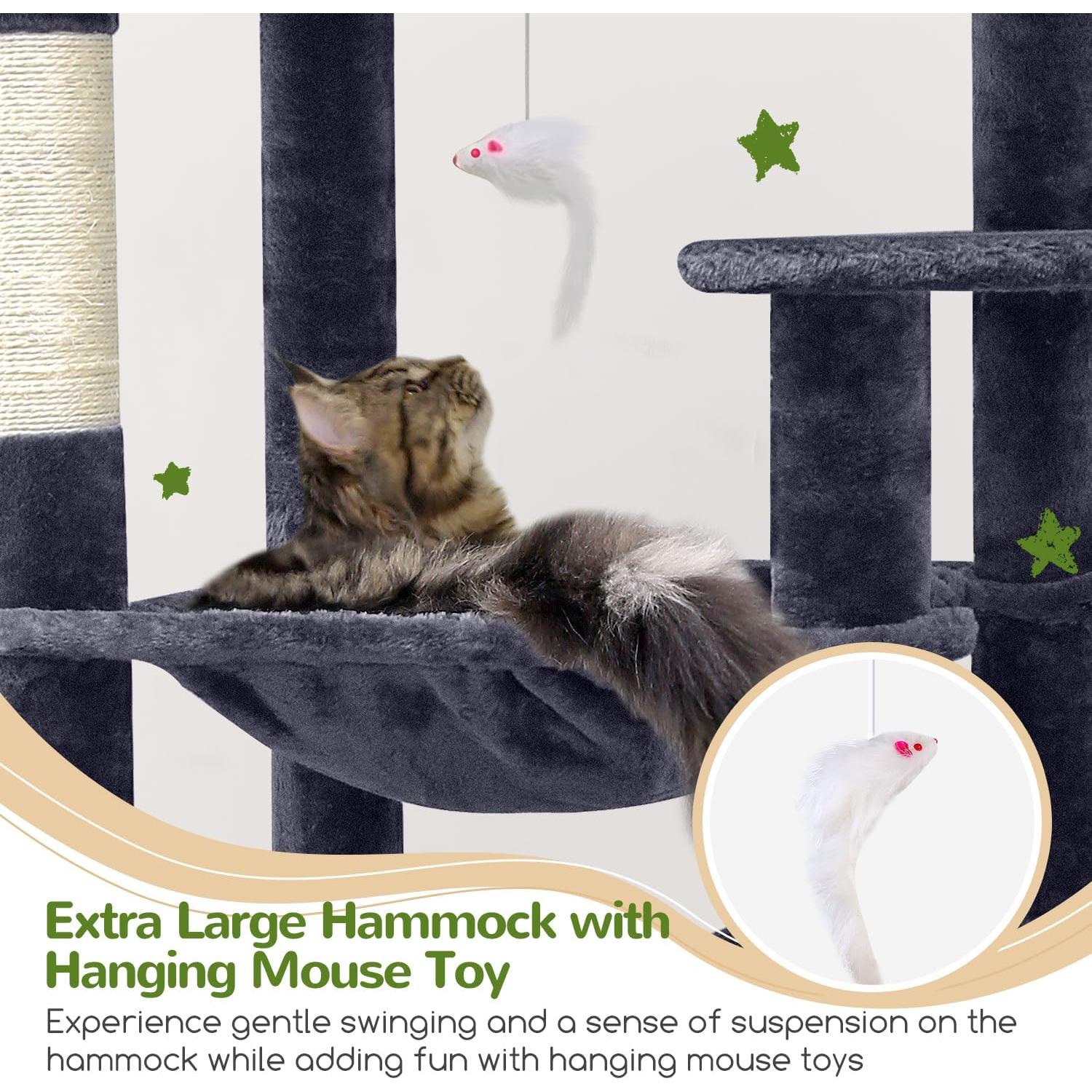 Árbol para Gatos Globlazer F70 Pro 70" Gris Oscuro con Hamaca
