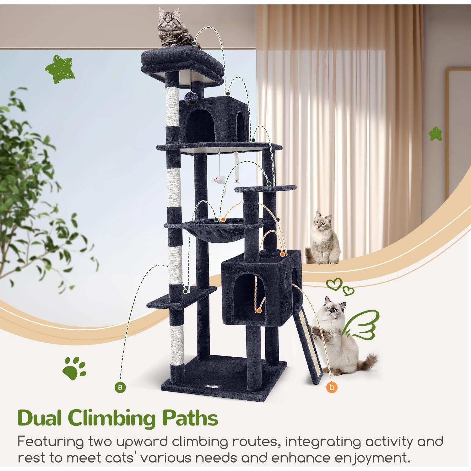 Árbol para Gatos Globlazer F70 Pro 70" Gris Oscuro con Hamaca