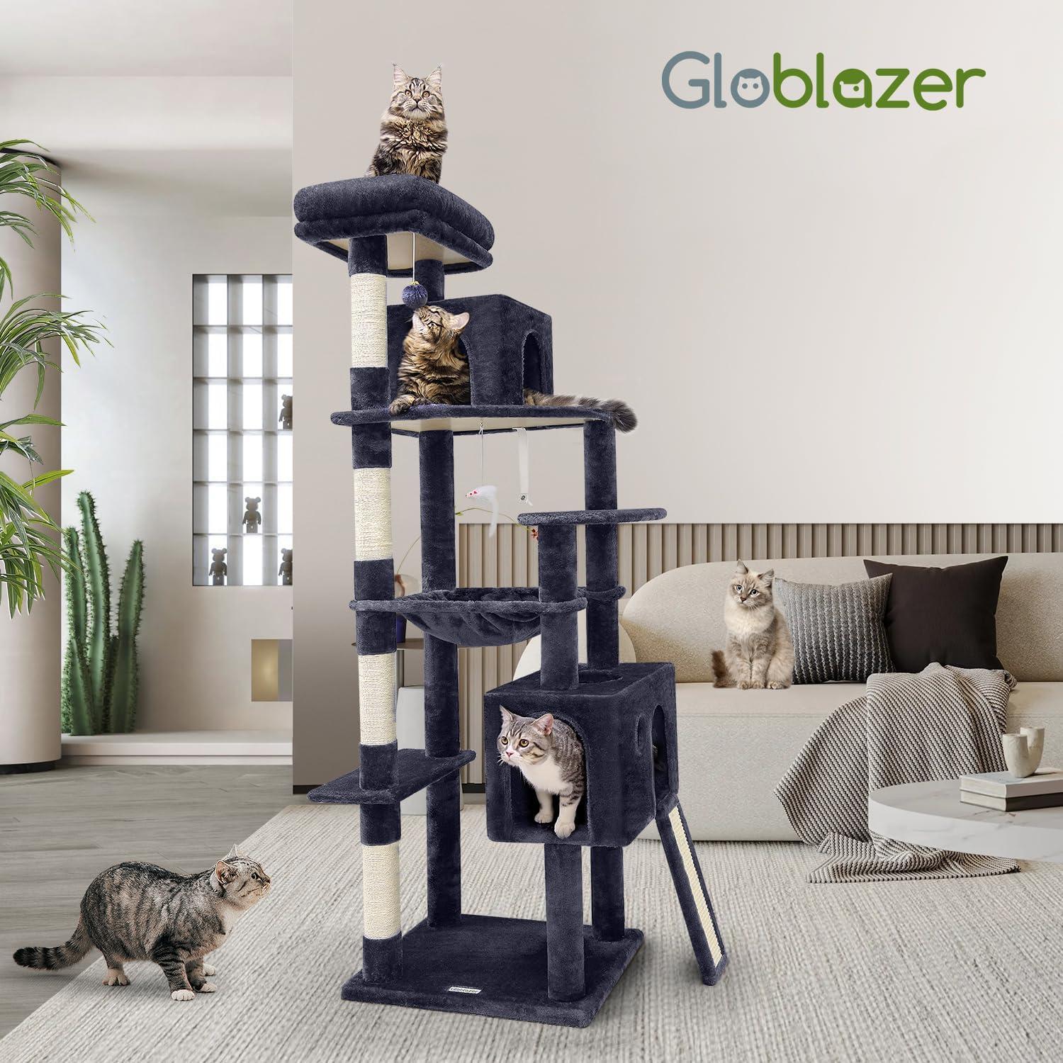 Árbol para Gatos Globlazer F70 Pro 70" Gris Oscuro con Hamaca