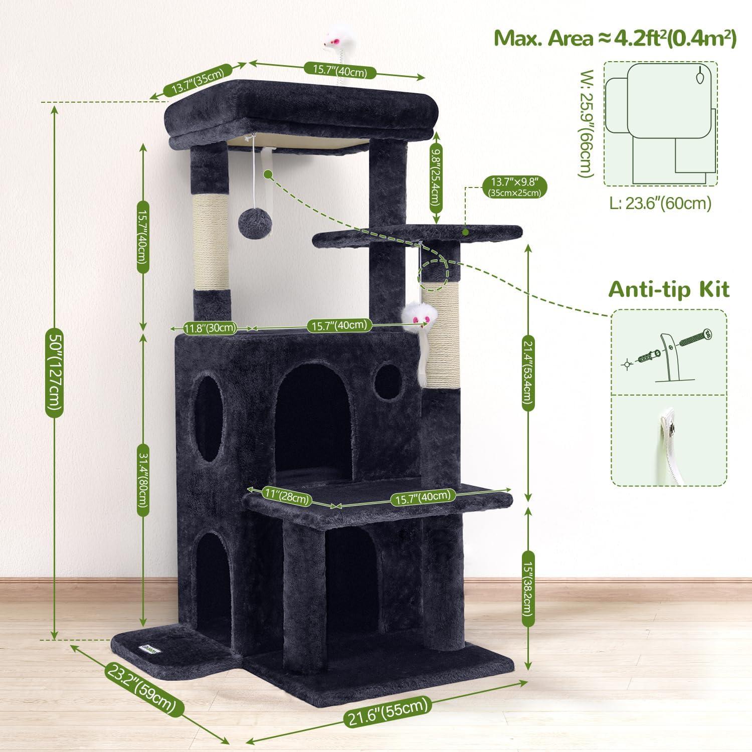 Torre de Árbol para Gatos Globlazer FC50 127 cm Gris Oscuro