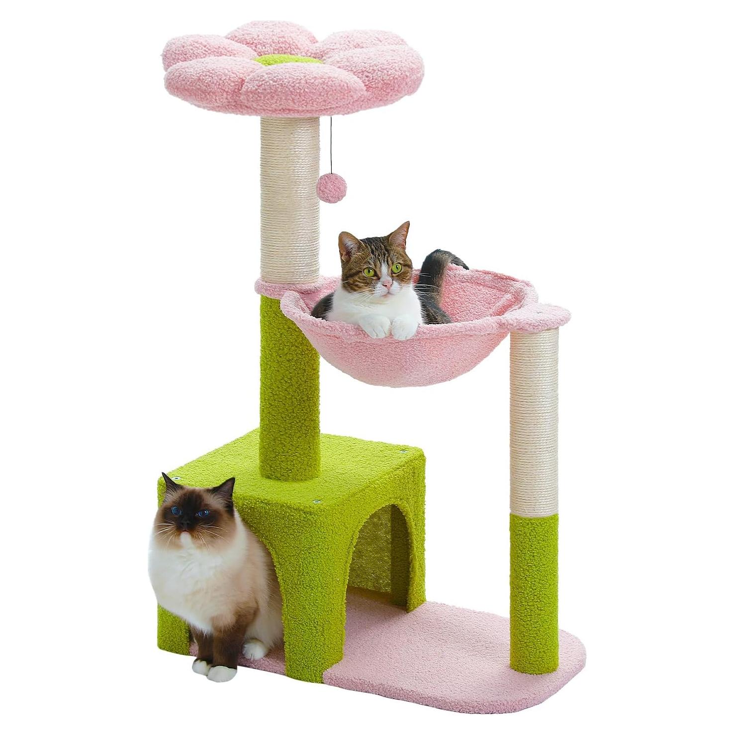 Árbol para Gatos Rosa MUTTROS 88.9 cm con Hamaca y Rascador