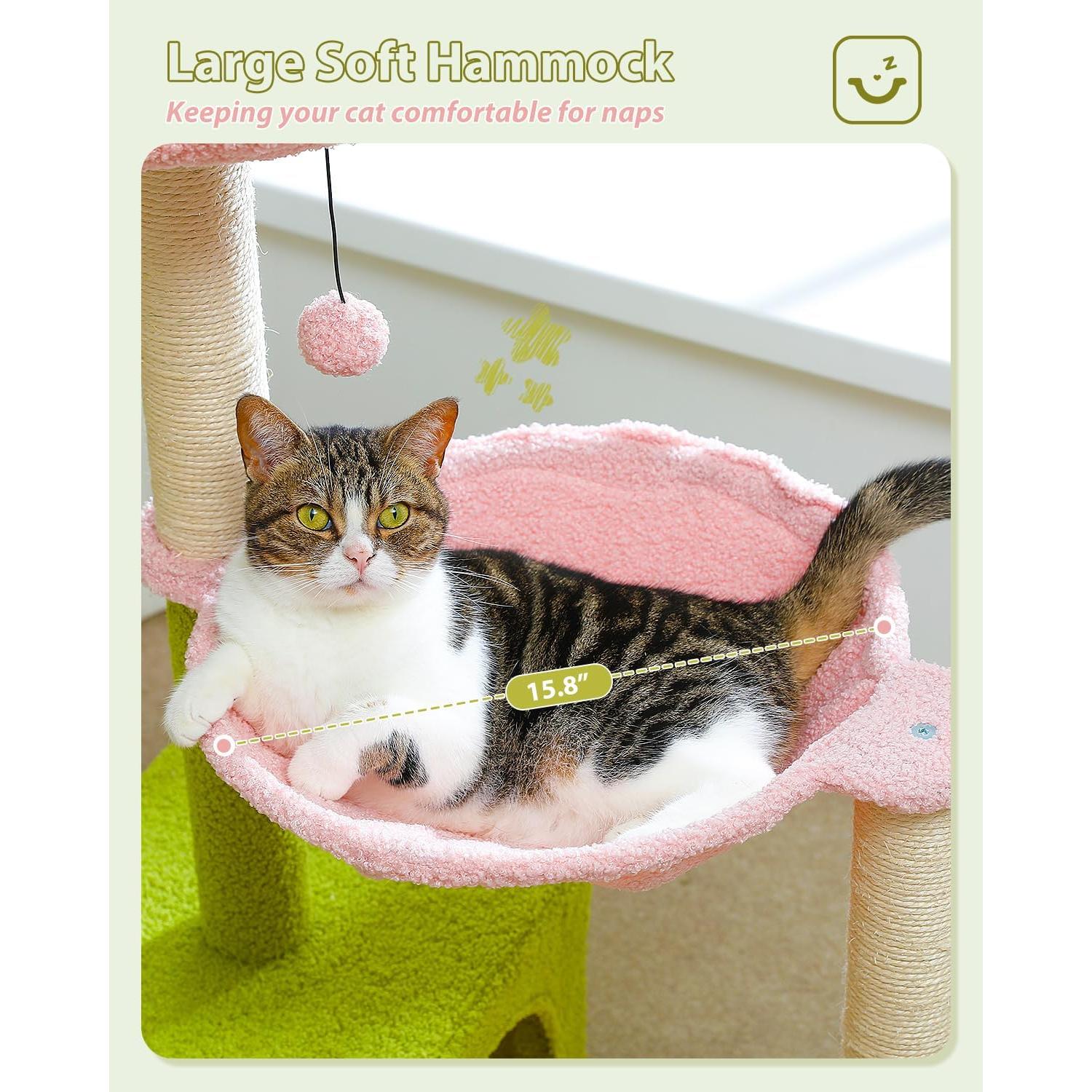 Árbol para Gatos Rosa MUTTROS 88.9 cm con Hamaca y Rascador