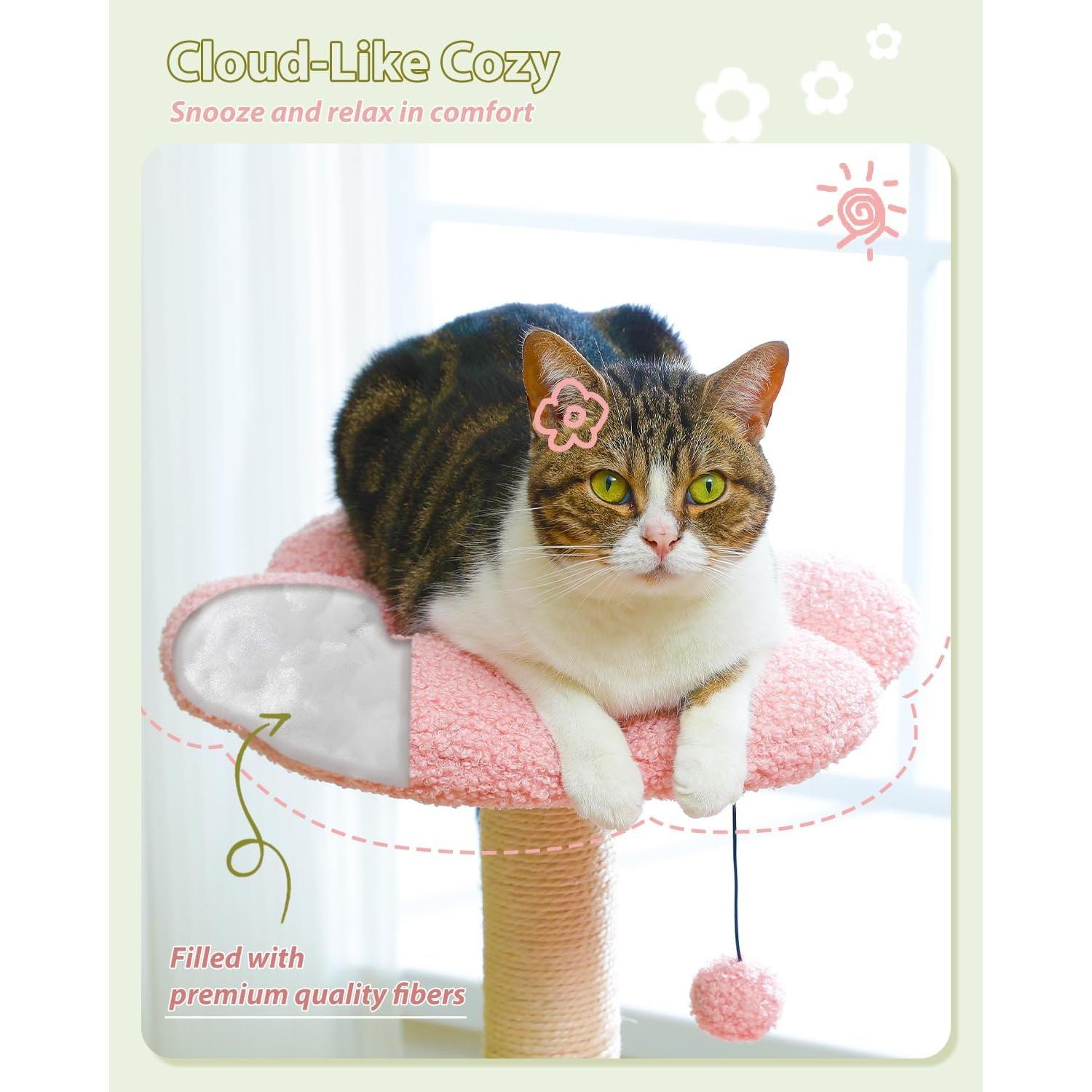 Árbol para Gatos Rosa MUTTROS 88.9 cm con Hamaca y Rascador