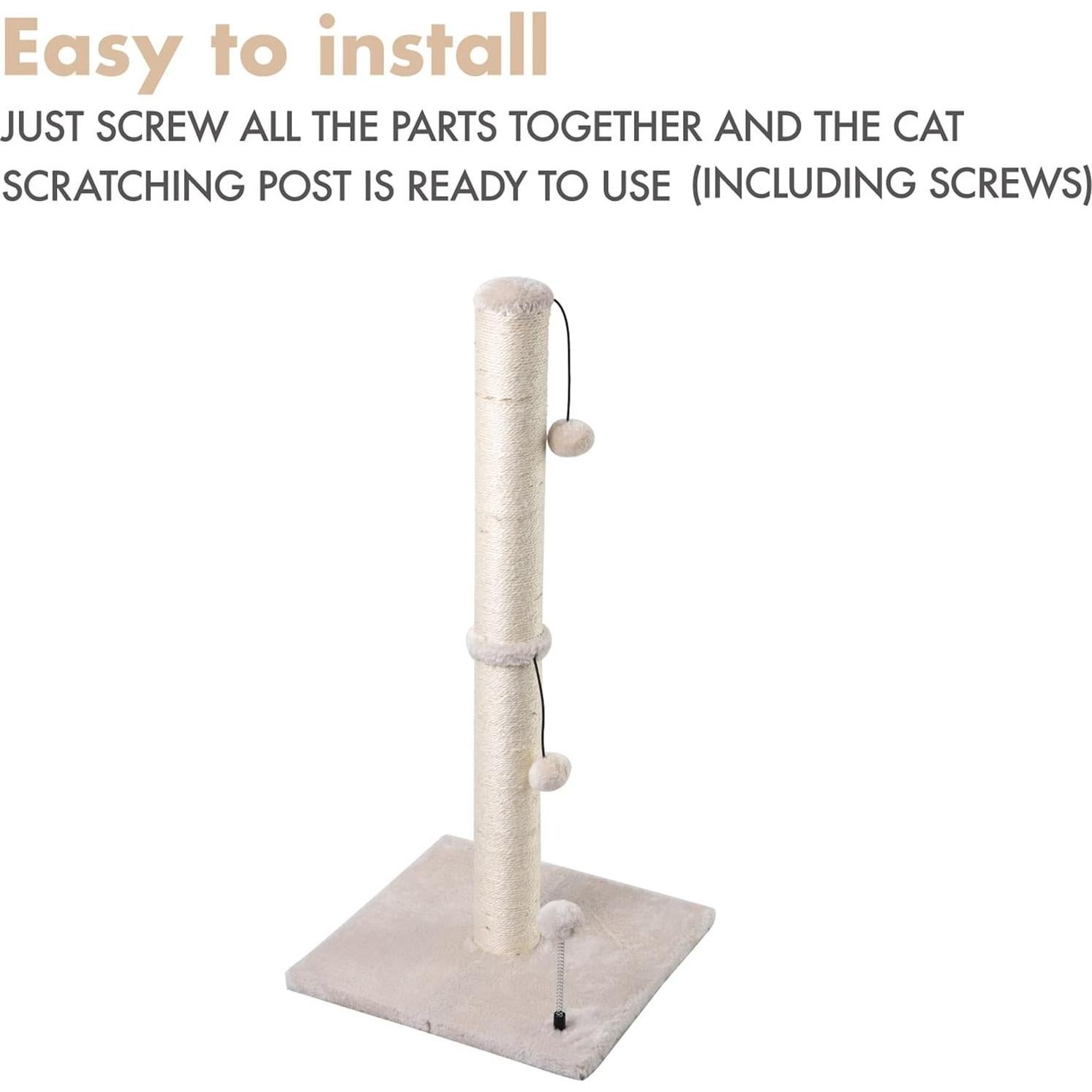 Poste Rascador para Gatos MECOOL 86 cm Beige con Bola Colgante