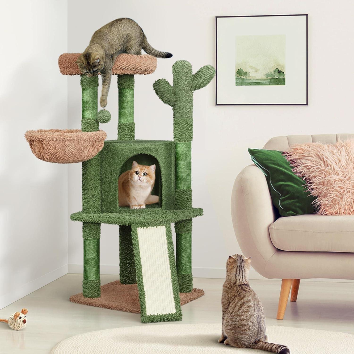 Árbol de Gato Cactus Yaheetech 106.68cm Verde/Marrón