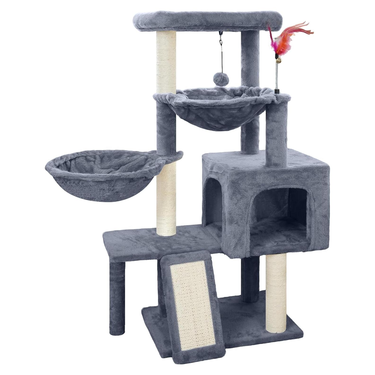 Árbol para Gatos Tuaoeef 93.98 cm con Hamacas y Postes para Rascar