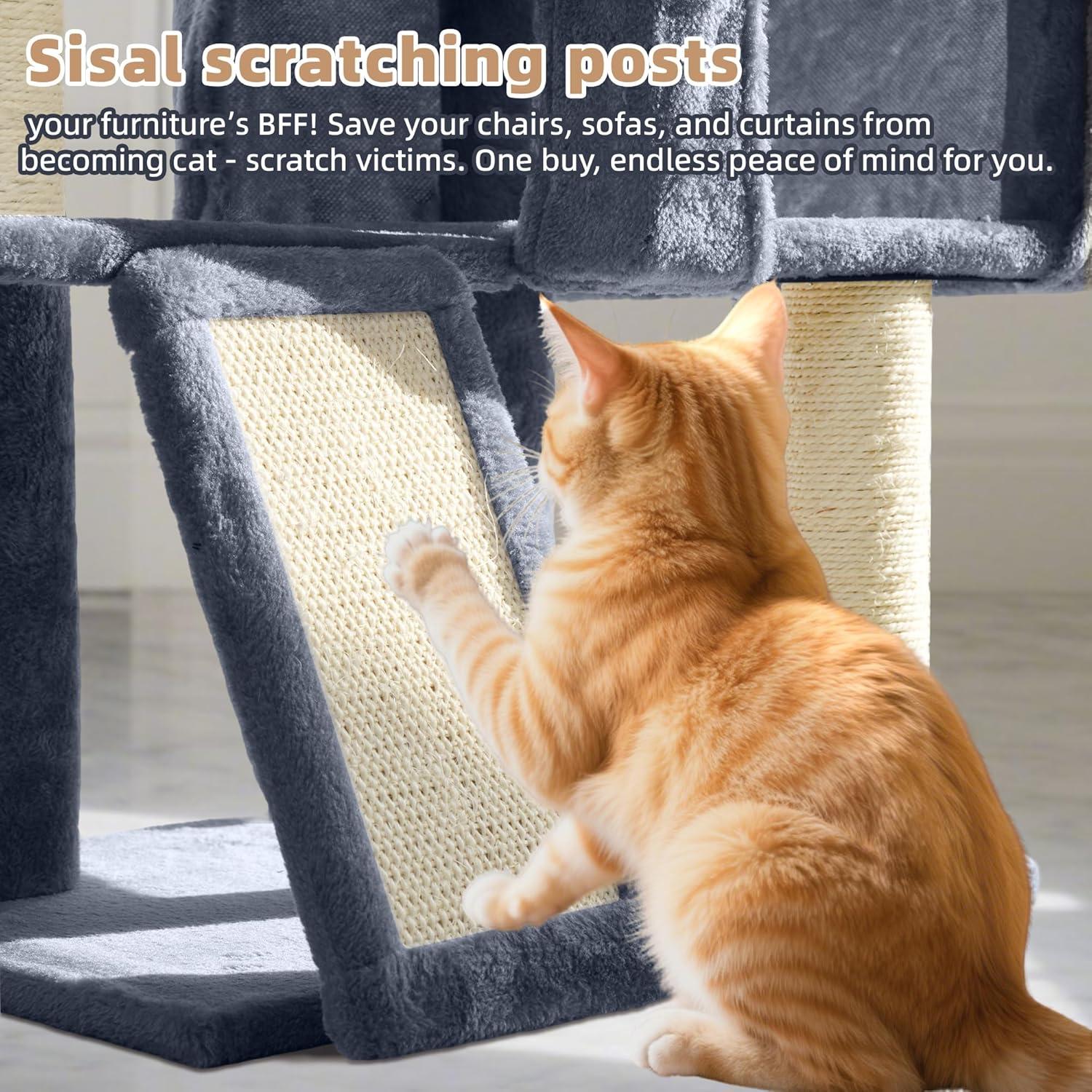 Árbol para Gatos Tuaoeef 93.98 cm con Hamacas y Postes para Rascar