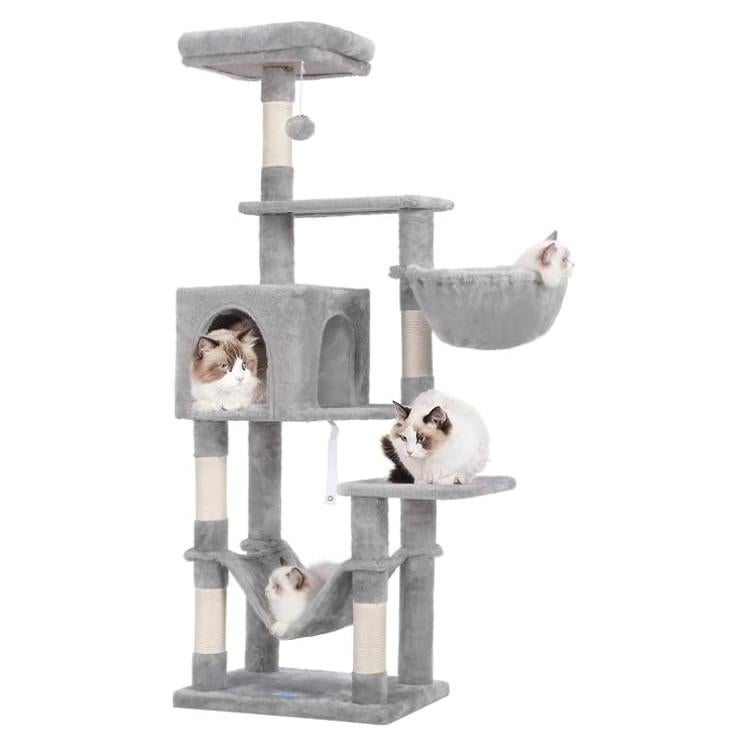 Árbol para Gatos Hey-brother MPJ050W con Hamaca y Rascador