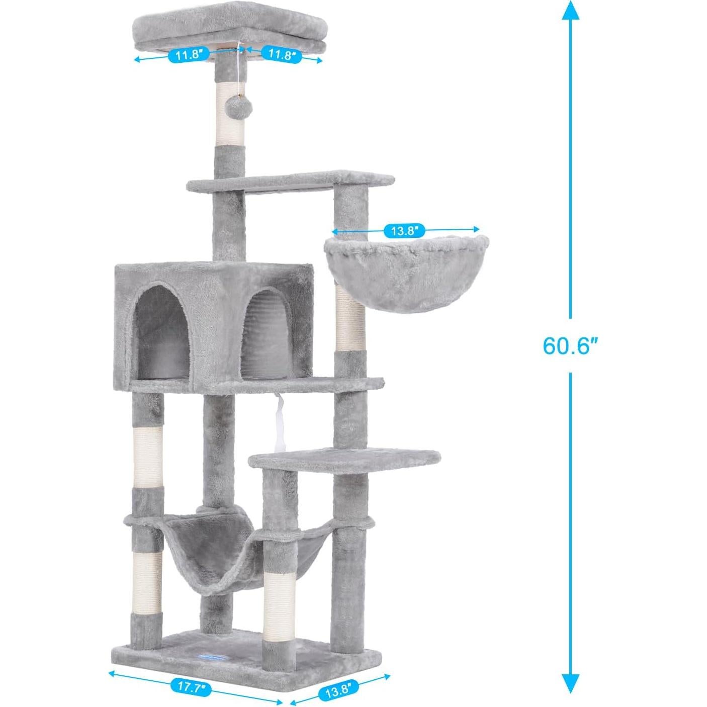 Árbol para Gatos Hey-brother MPJ050W con Hamaca y Rascador