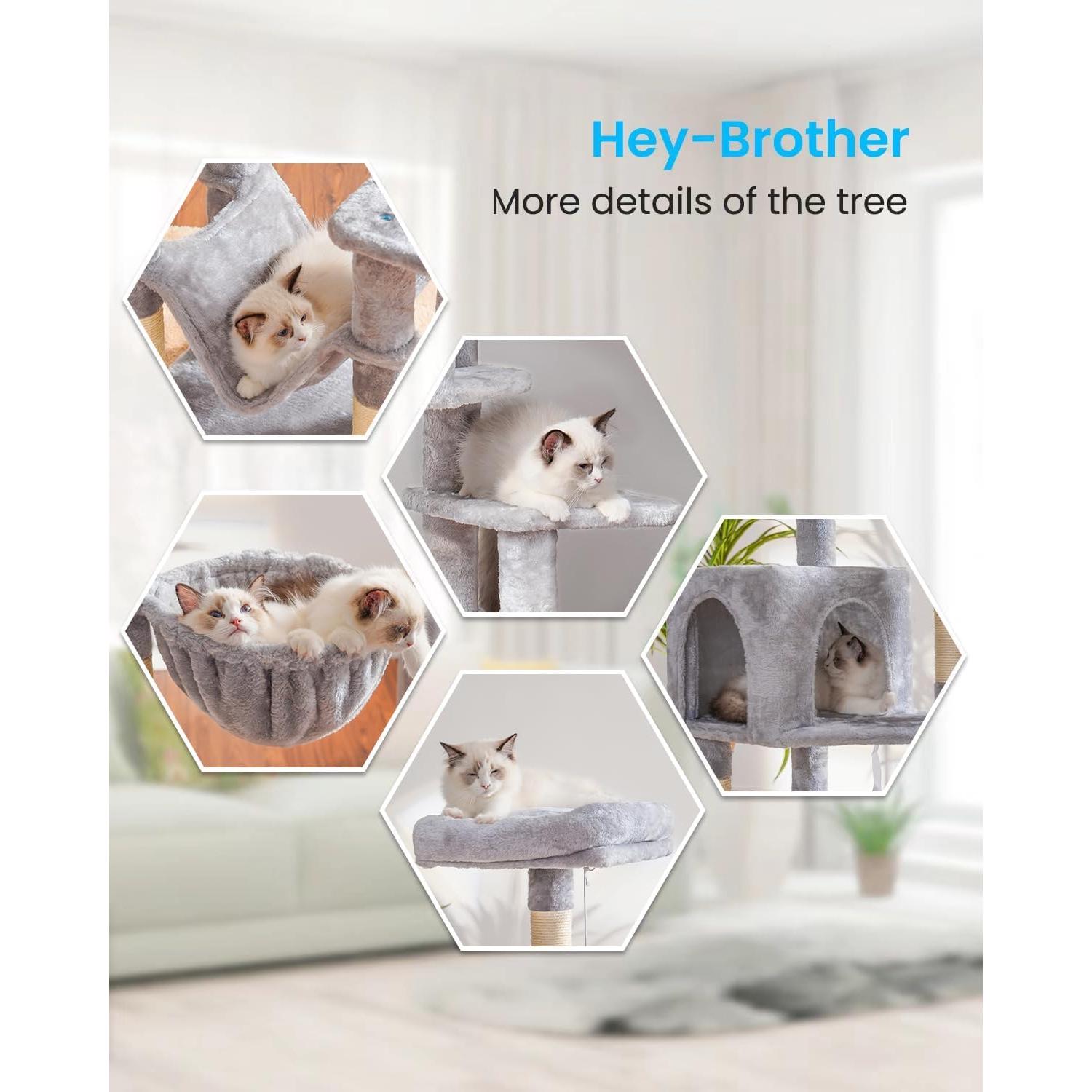Árbol para Gatos Hey-brother MPJ050W con Hamaca y Rascador